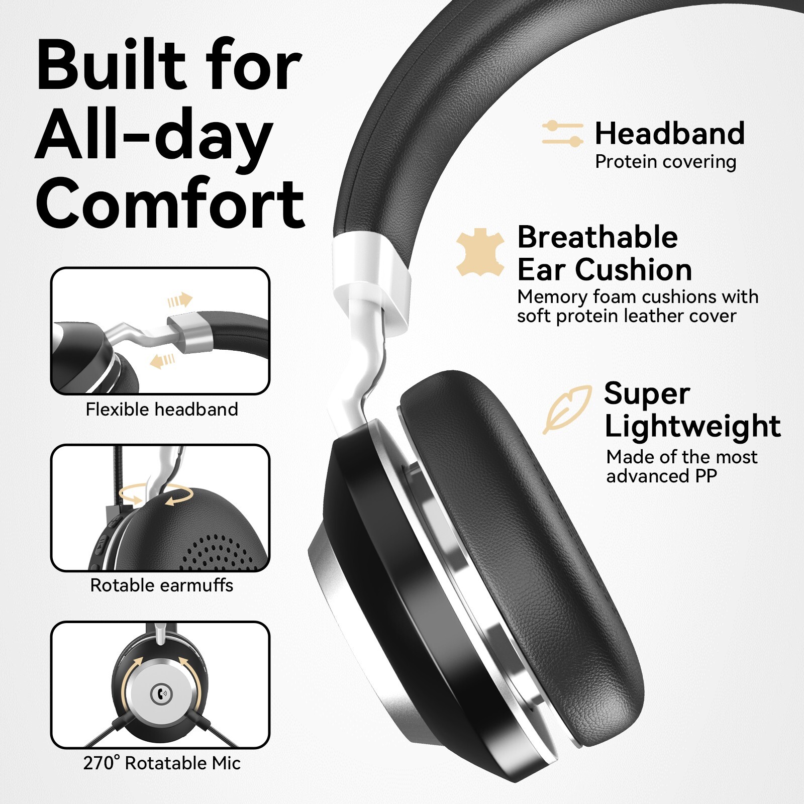 Wantek 882M Wireless Headsets with Microphone USB Dongle Bluetooth Headphones