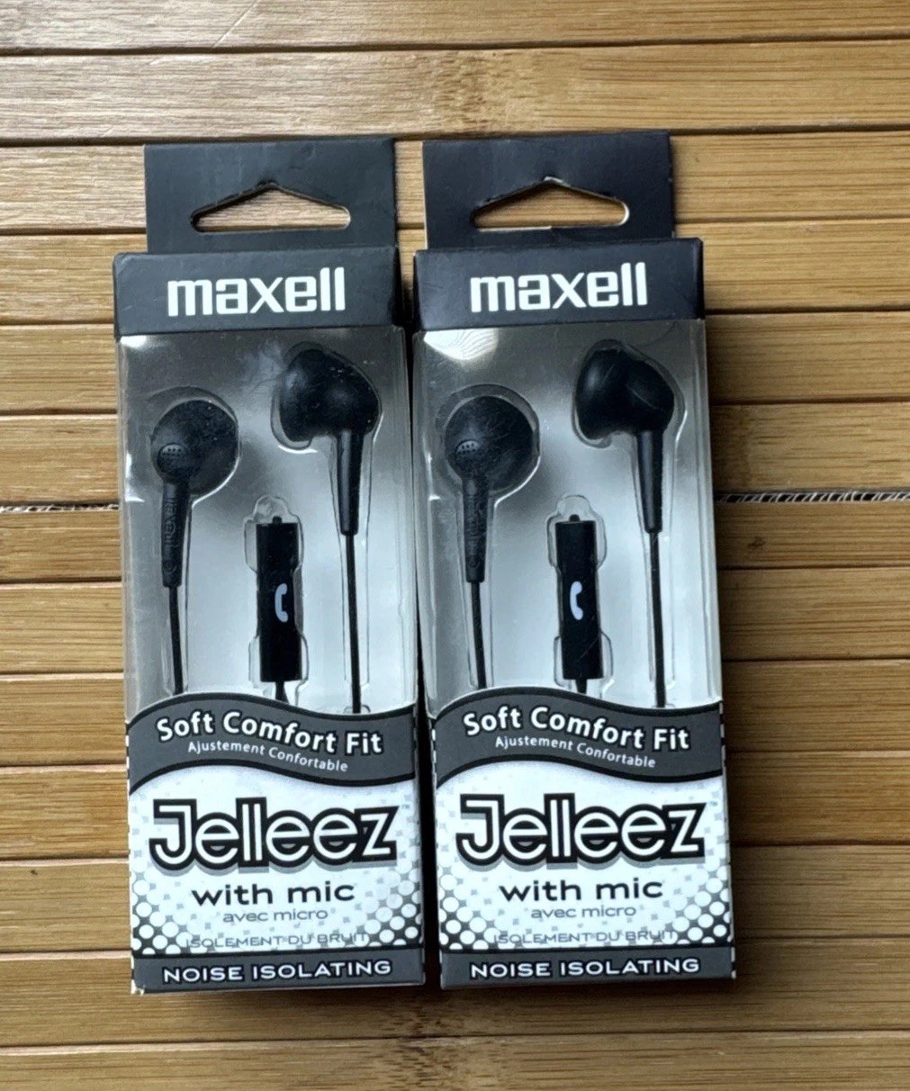 2 Lot of Maxell Jelleez Soft Comfort Fit Noise Isolating Black Earbuds w/ Mic