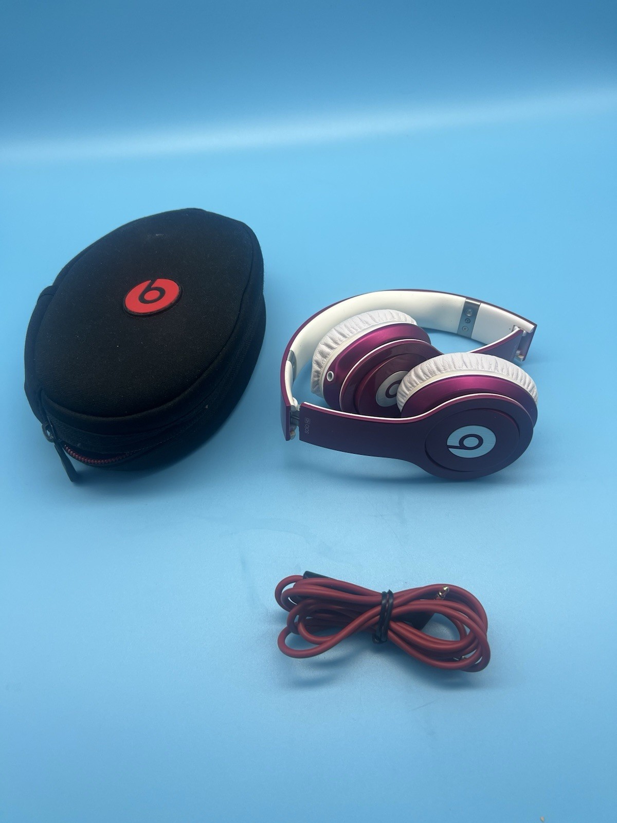 Beats Dr Dre Solo HD Metallic Magenta Headphones WIRED Case And Wire Included