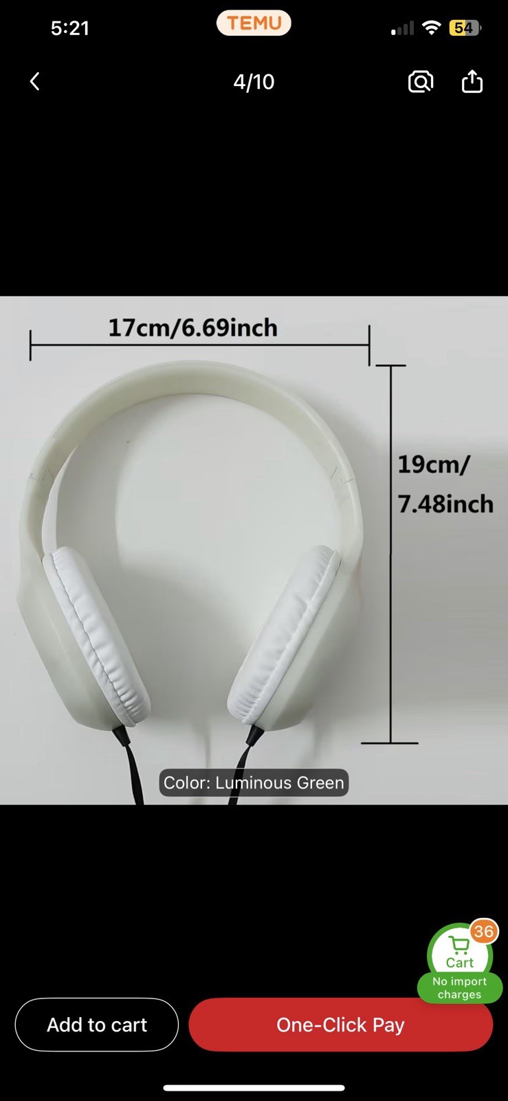 Getgold Glow At Night & Luminous Green Classroom,Airplane, & Office Headphones