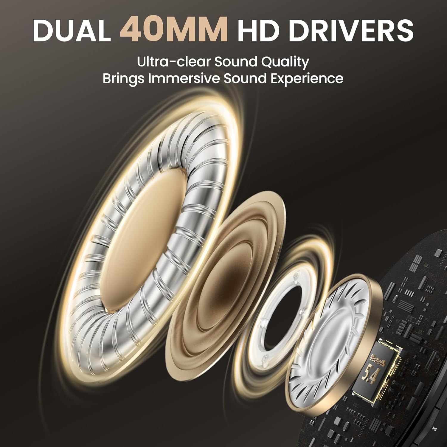 Bluetooth Headphones over Ear, 90H Playtime Wireless Headphones with App Control