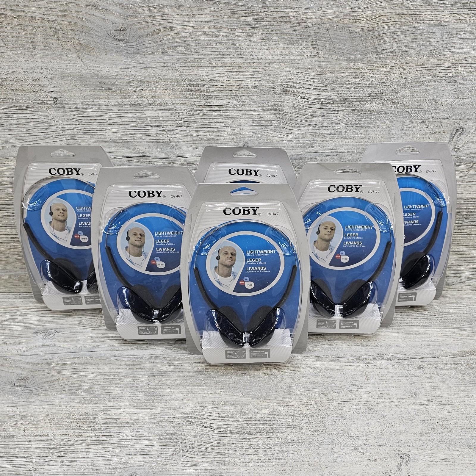 Coby CVH47 On Ear Headphones Lot of 6 Lightweight 3.5mm L-Shape Plug Stereo