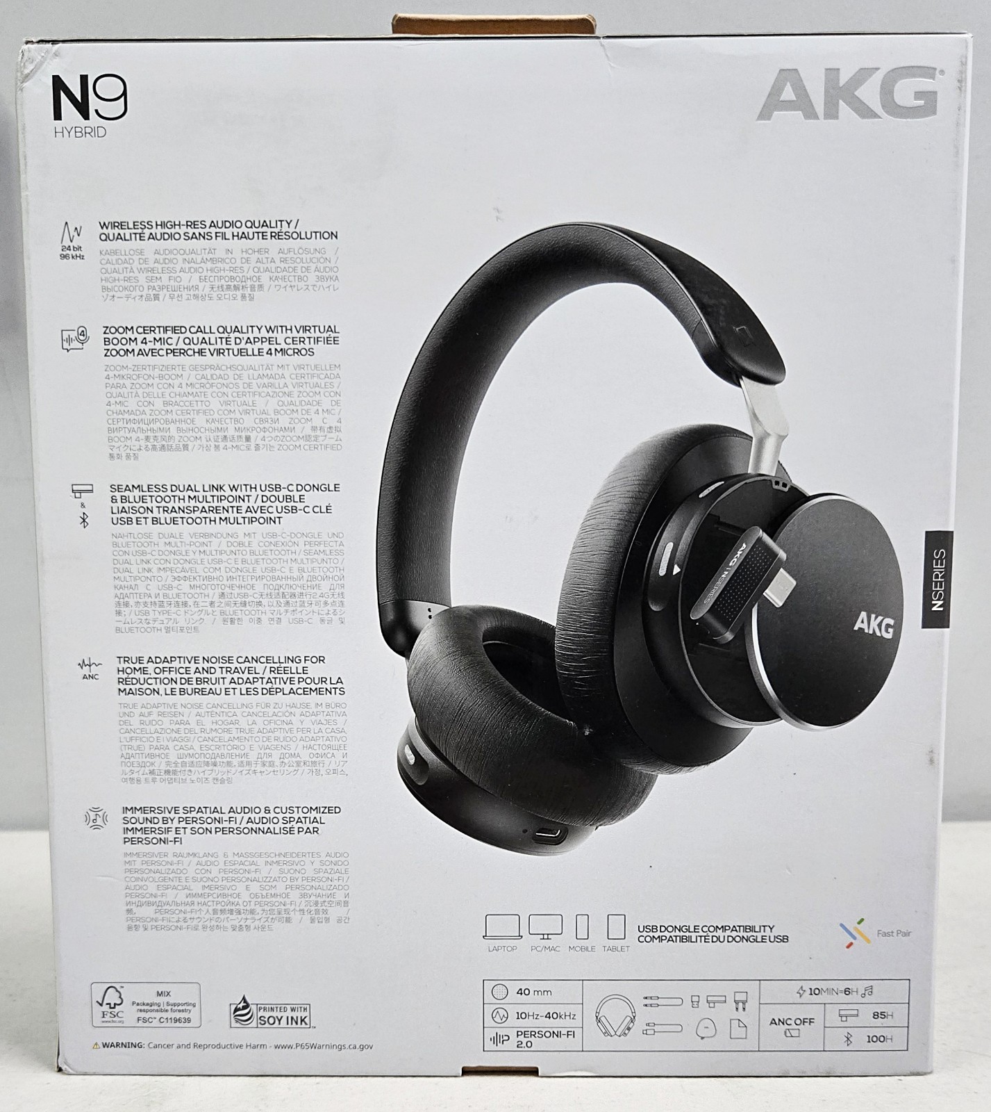 AKG N9 Hybrid Wireless Headphones – Hi-Res Audio + ANC