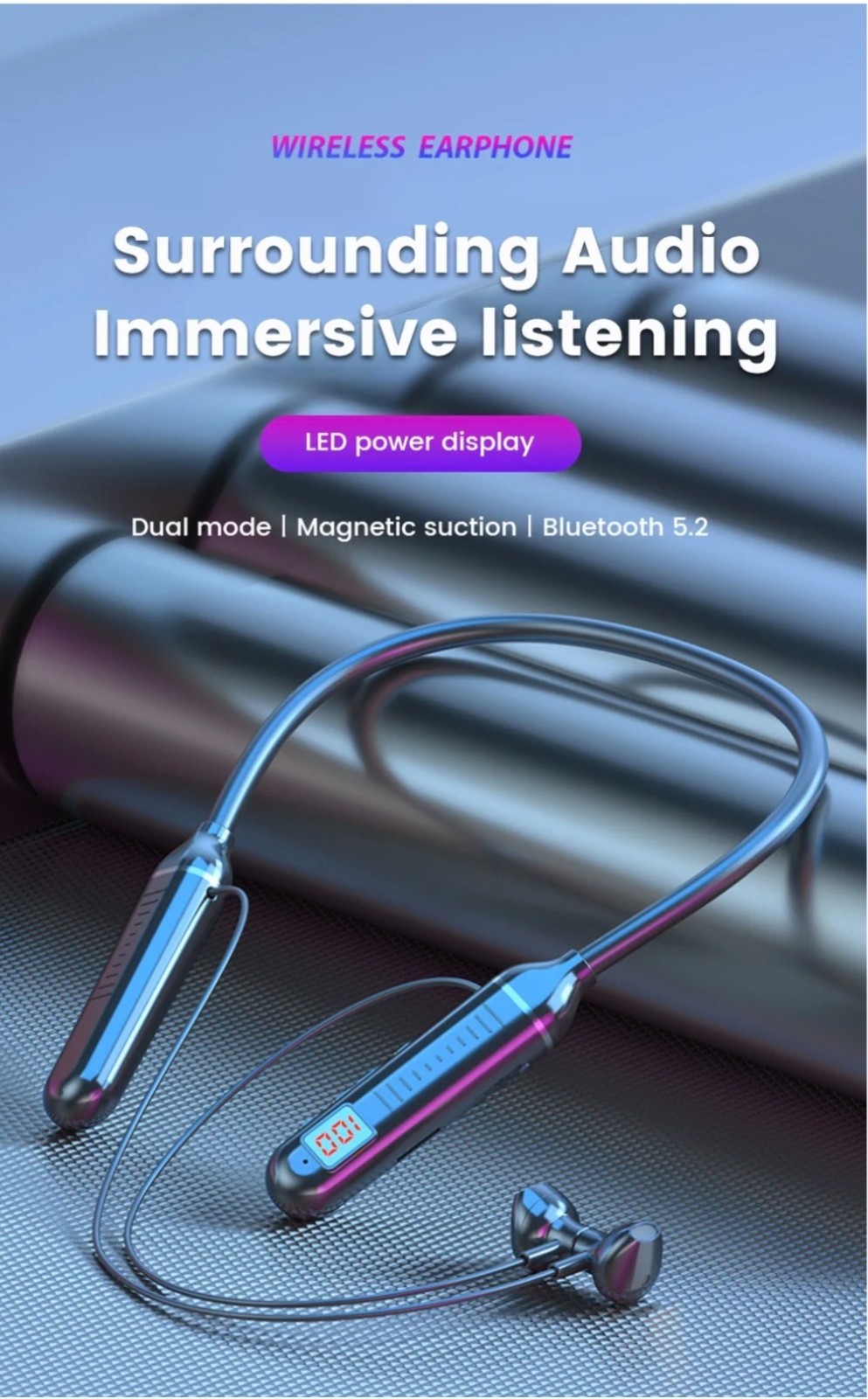 NEW WATERPROOF SPORTS IN-EAR NECK WIRLESS HEADPHONES. COMES WITH WALL PLUG.