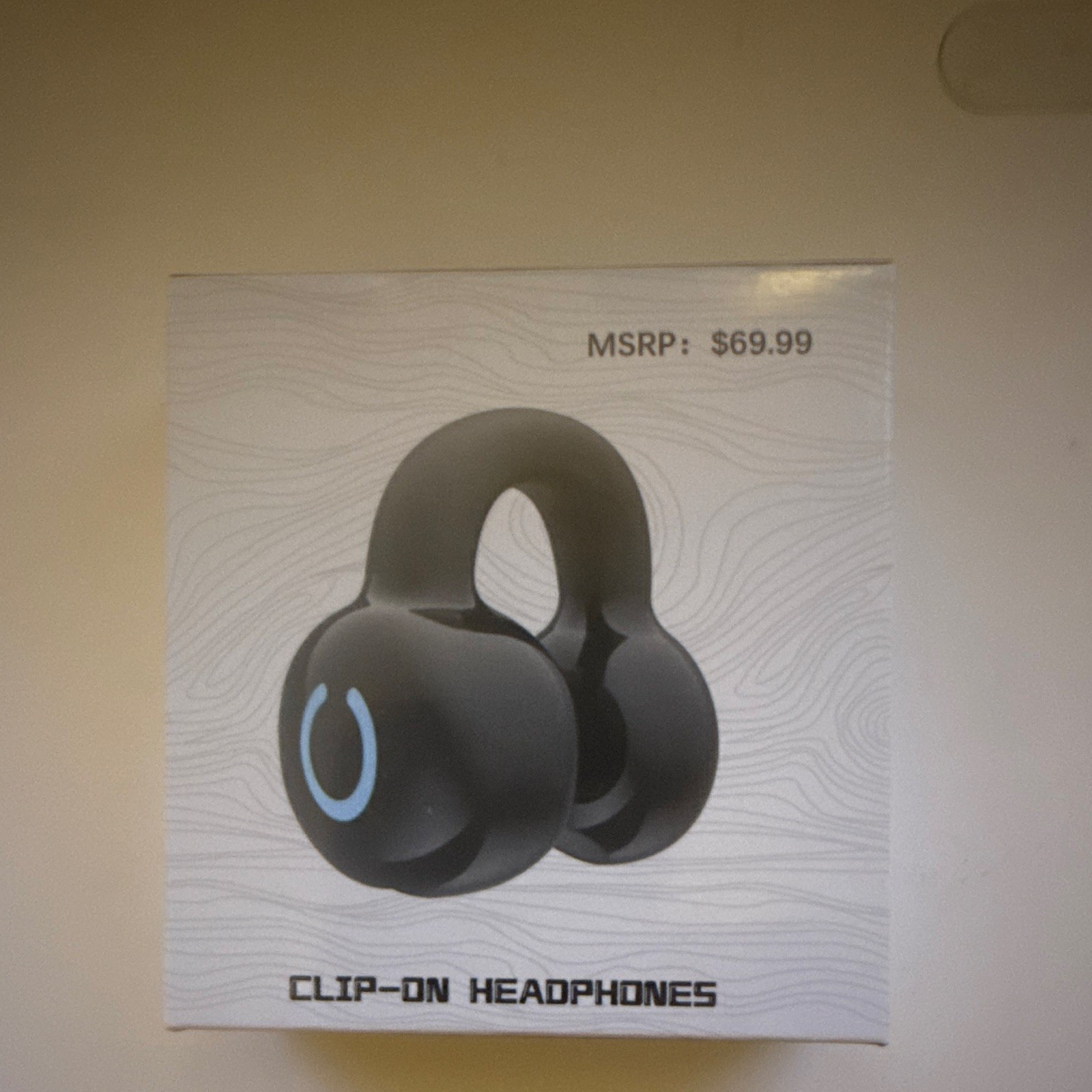 Wireless Bluetooth Clip-On Ear Headphones w/ Rechargeable Battery, Black/Blue