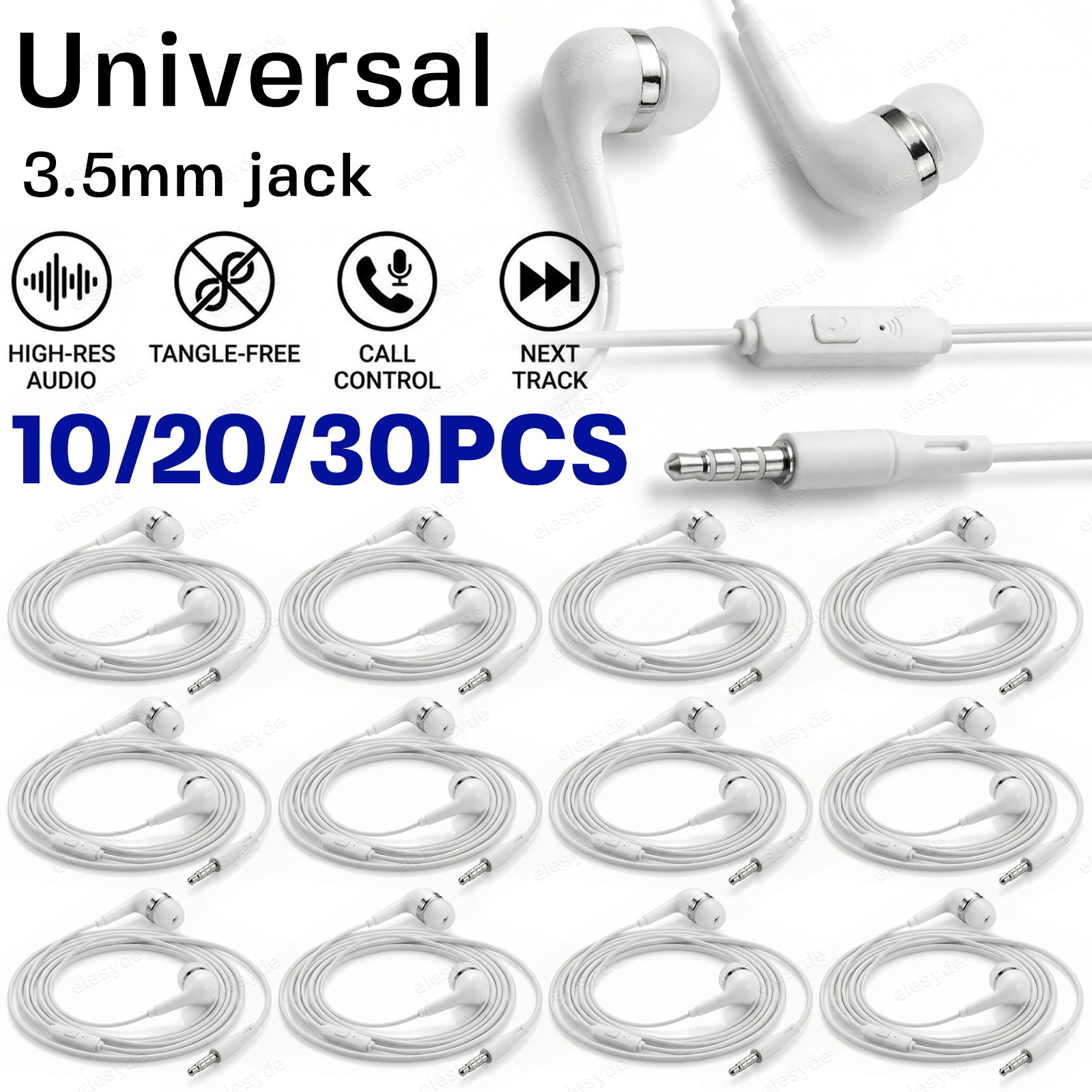 Handsfree 3.5mm Wired Headphones Earphones With Mic For Samsung iphone PC Earbud