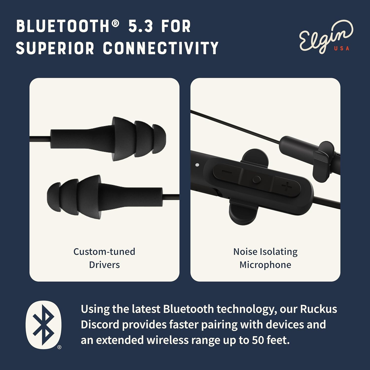 Ruckus Wireless Bluetooth Earplug Headphones, 25 Db Noise Reduction Ear Plug Ear