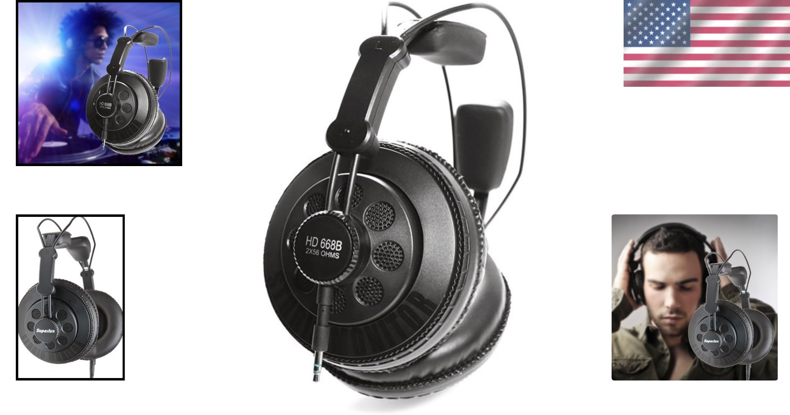Black Semi-Open Studio Headphones – 50mm Neodymium Drivers