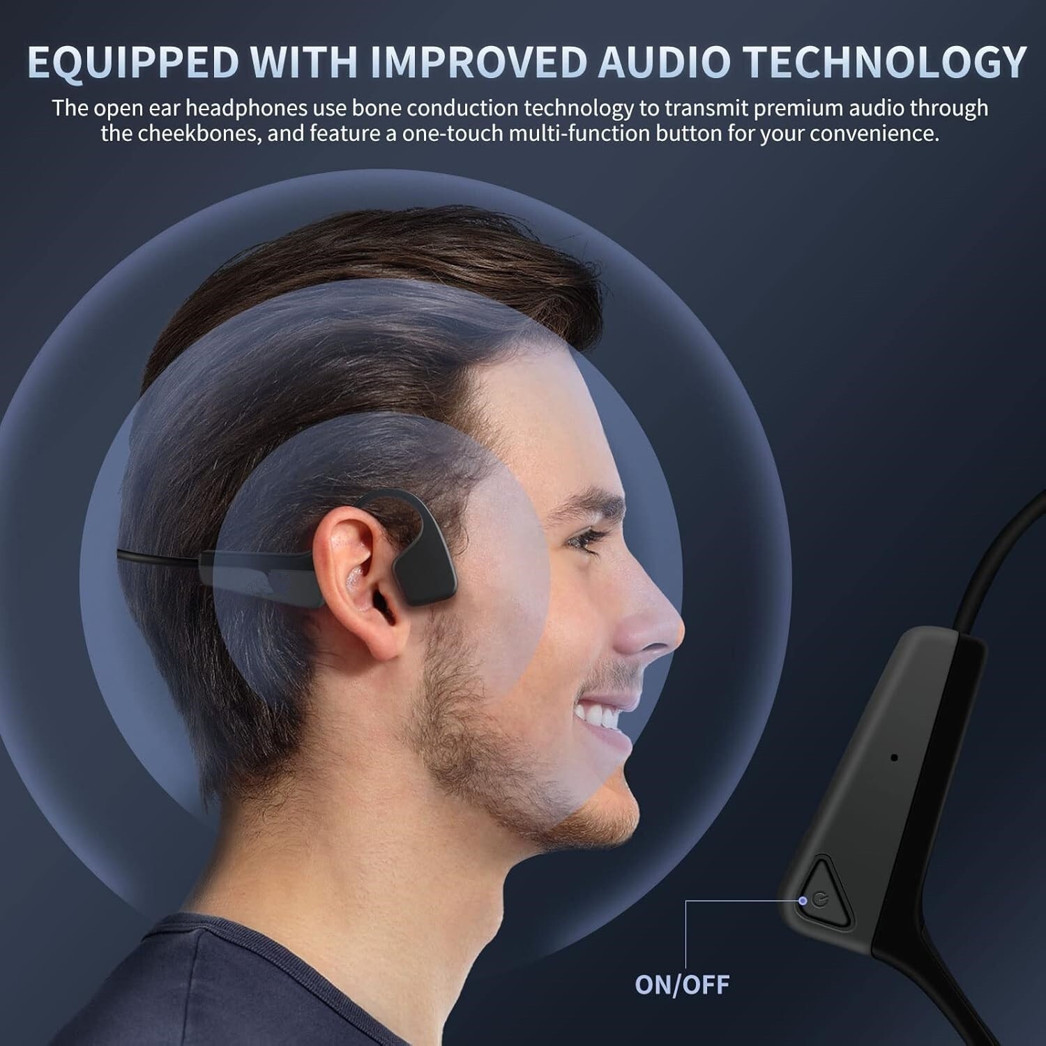 Auriculares deportivos Bluetooth premium de oído abierto con micrófono US NUEVO