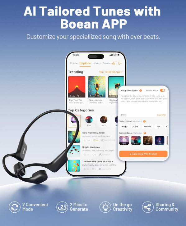Auriculares de Natación Conducción Ósea IPX8 con MP3 32GB y Bluetooth 6.0