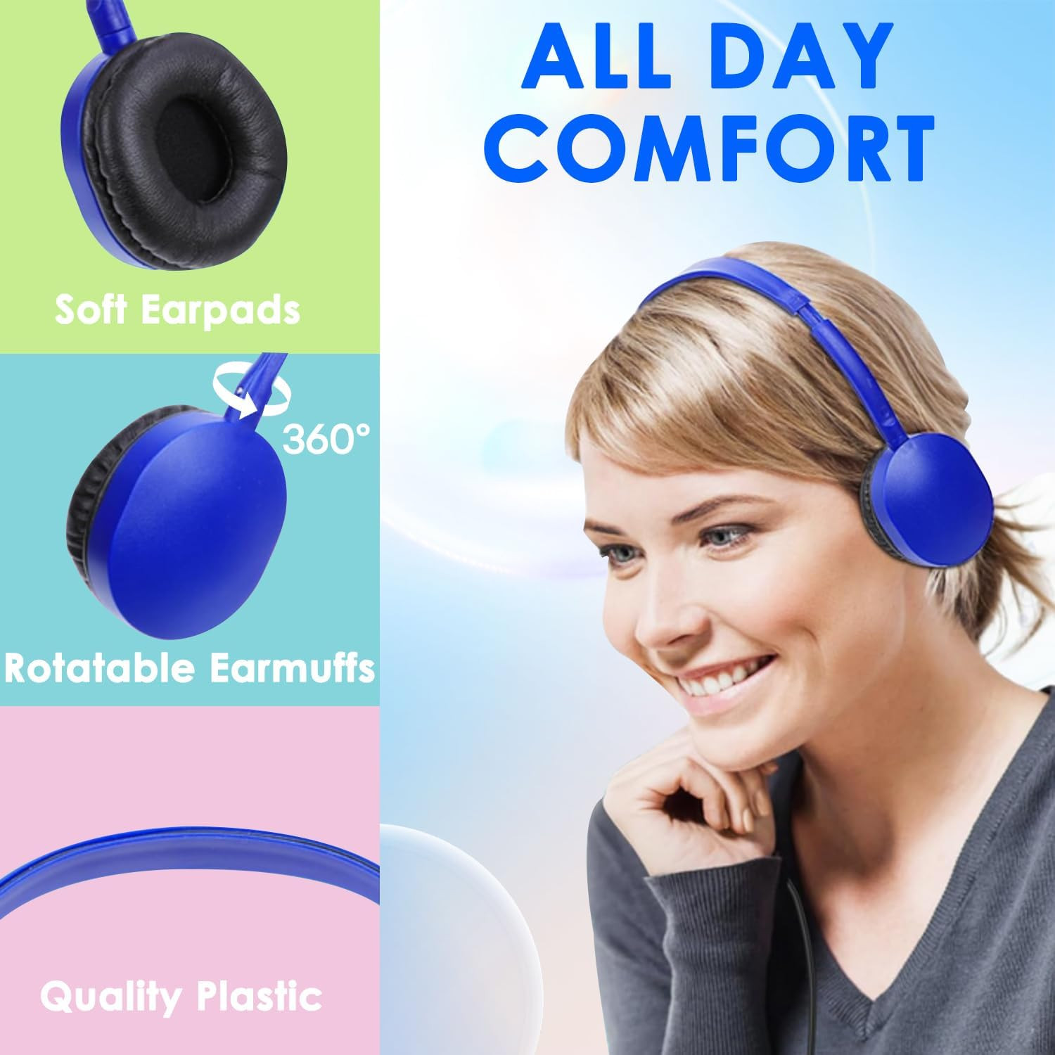 Kids Headphones Bulk 10 Pack for School Classroom Student Children Toddler Boys