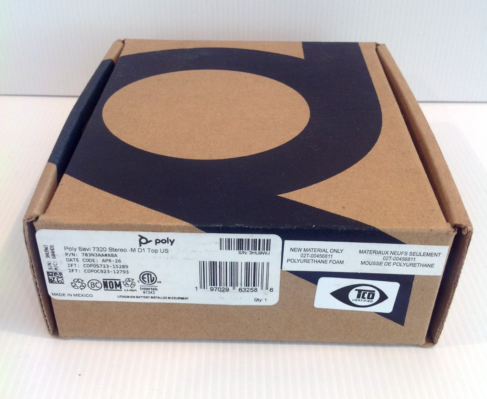 HP Poly Savi 7320 Stereo Headset Only Black MS Teams Certified 783N3AA NEW