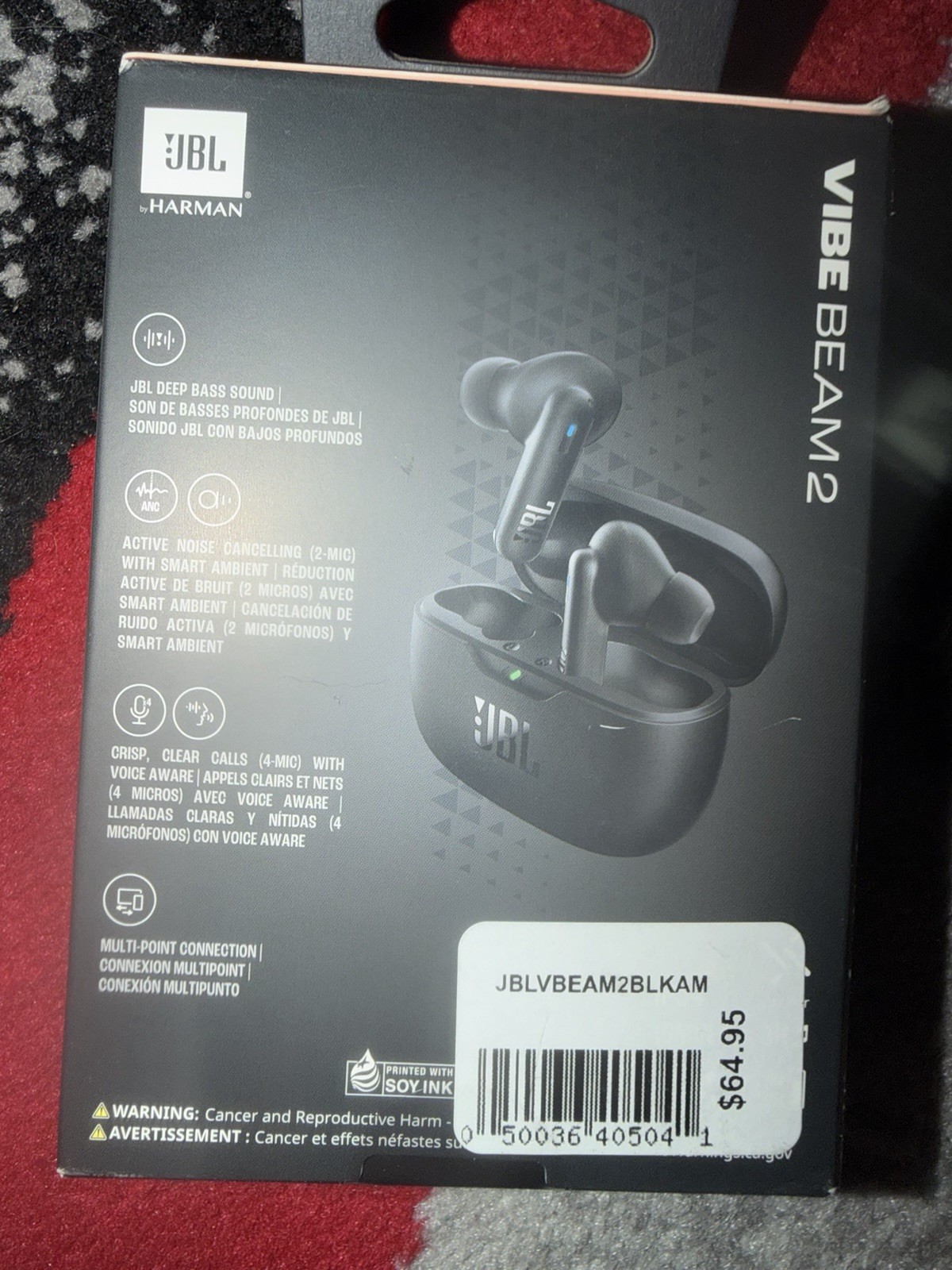 JBL Vibe Beam 2 True Wireless Earbuds ANC Bluetooth Multi-Point Touch Black