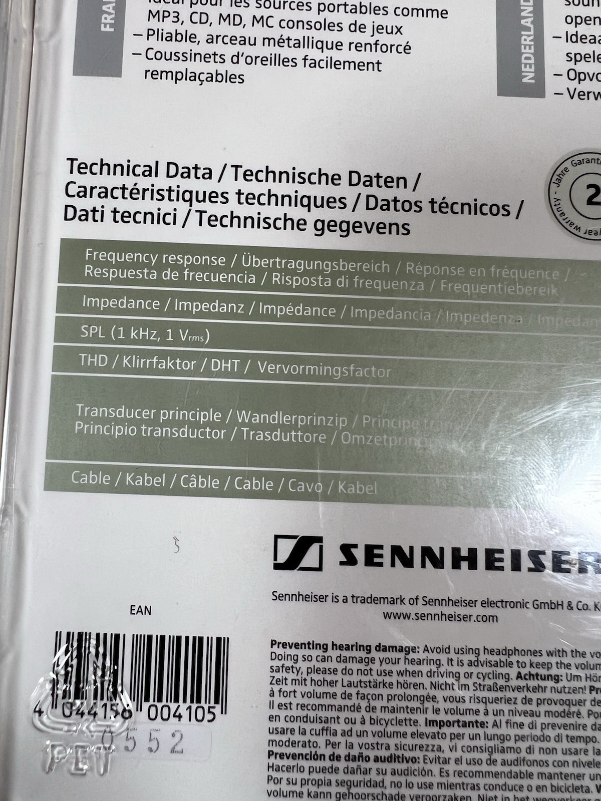 Sennheiser PX100 Stereo Headphones Natural Clear Sound PX 100 White Hi-Fi NEW