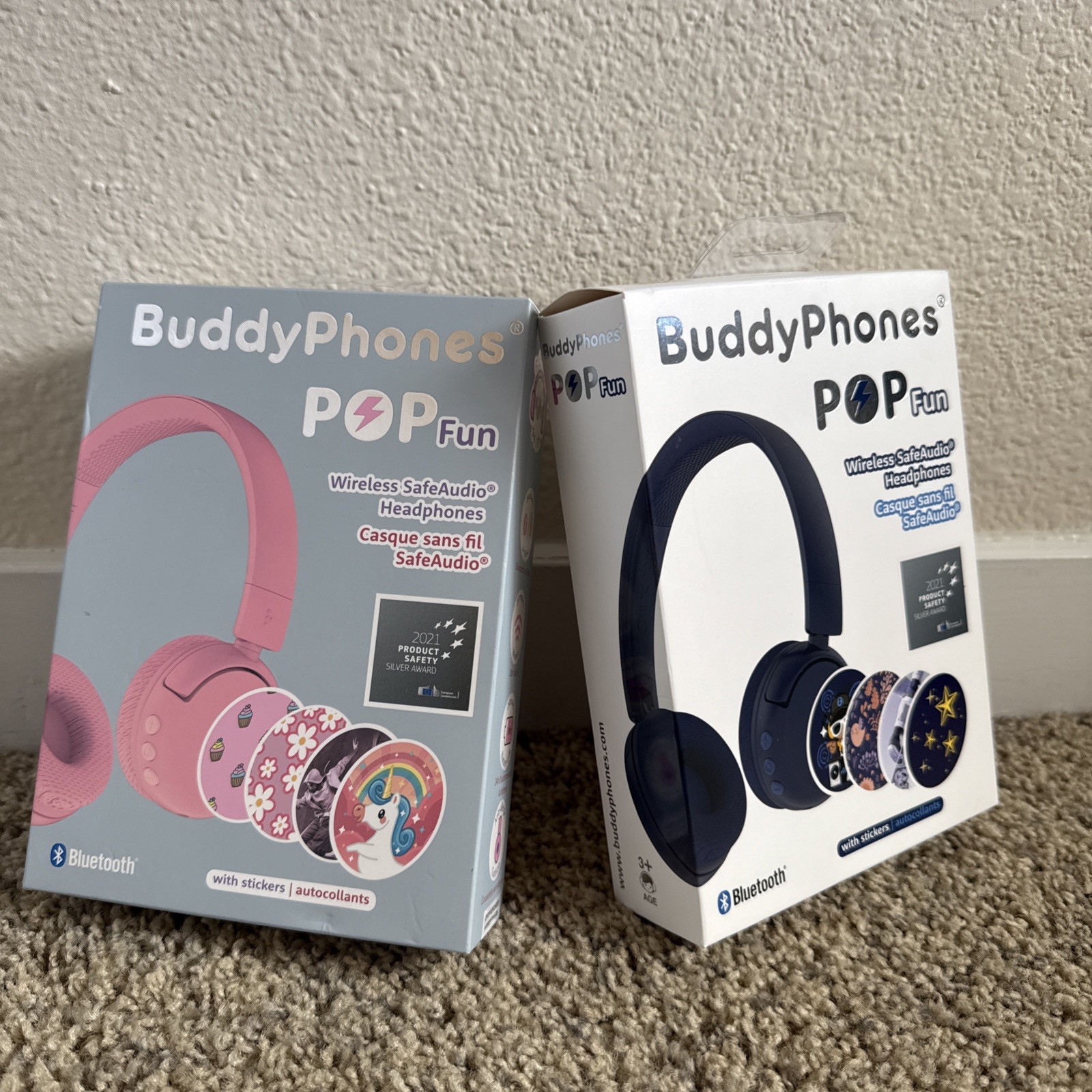 Buddy Phones Pop Fun Wireless SafeAudio Headphones With Stickers Adjustable