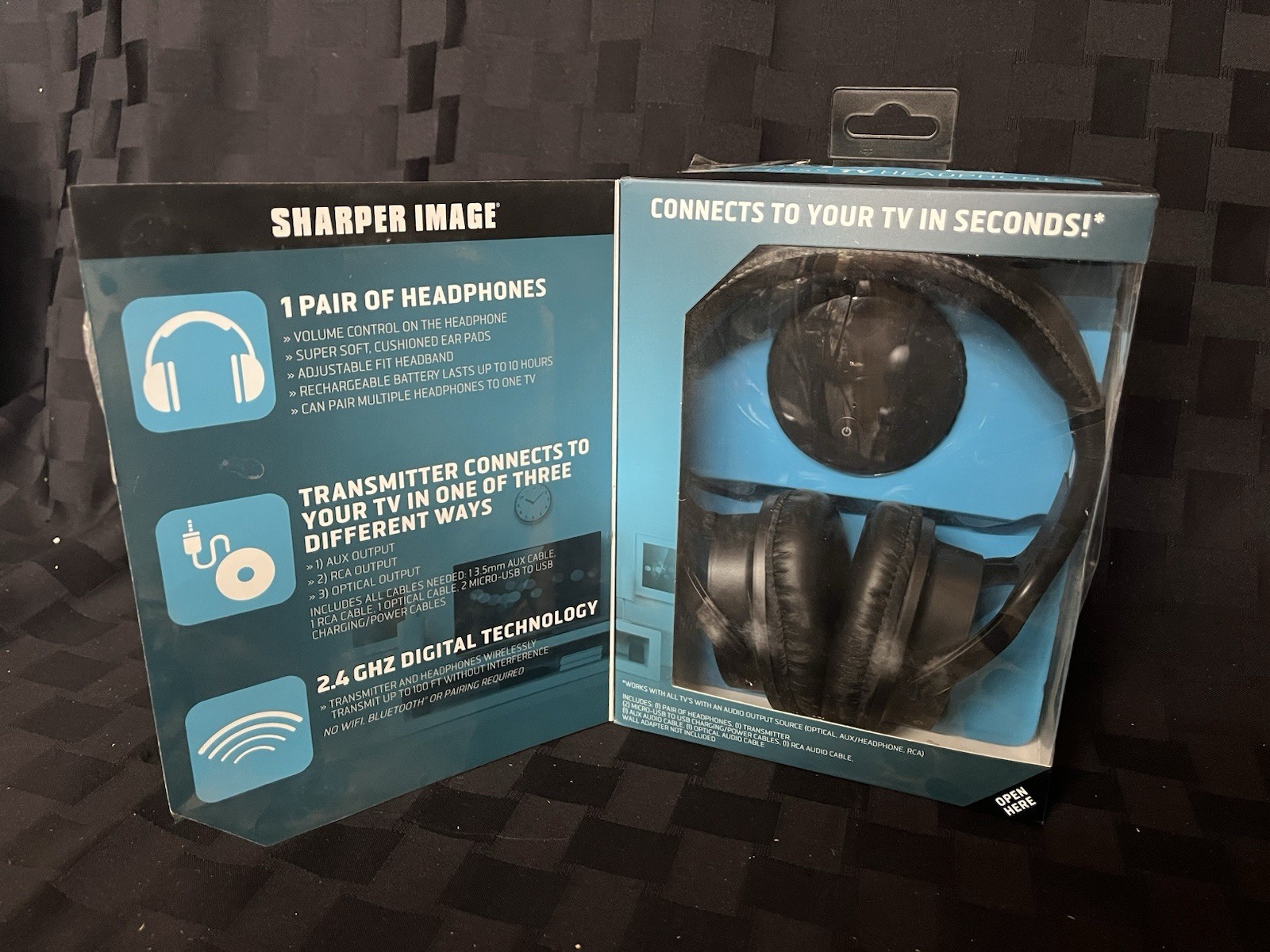 Sharper Image OWN ZONE Wireless TV Headphones 30603 Black New Open Box