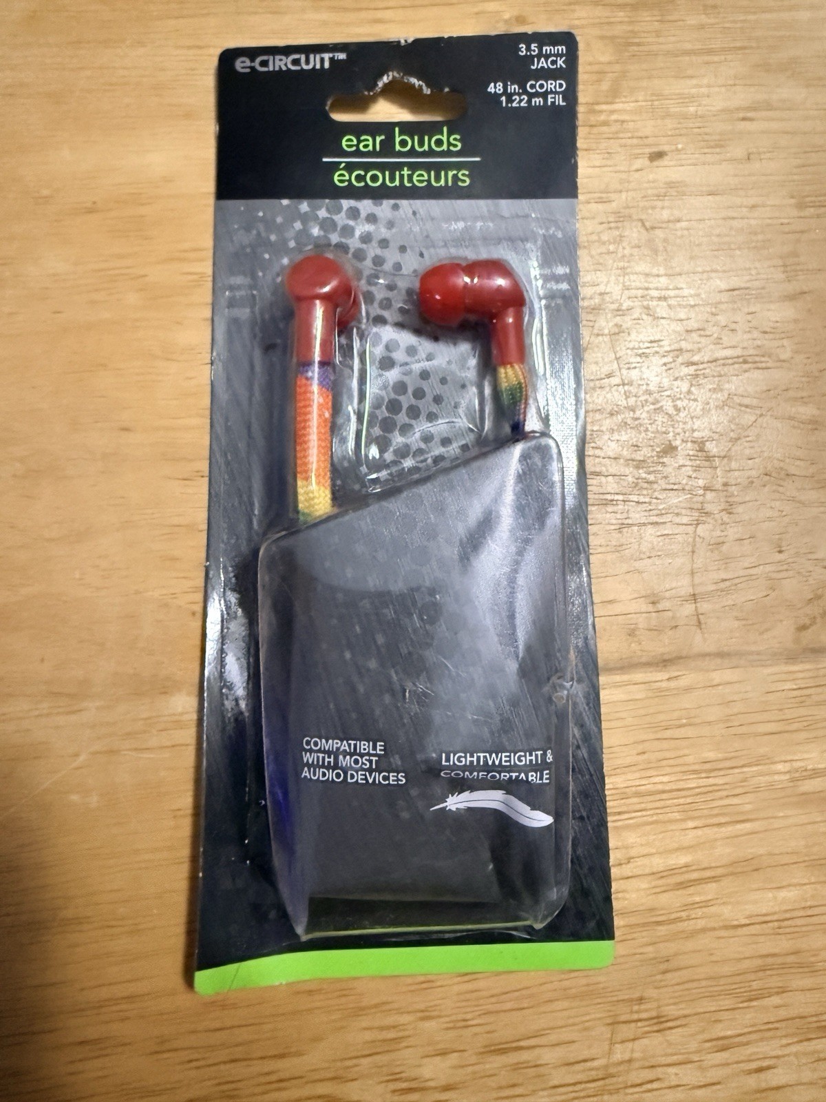E-Circuit 3.5 mm Jack 48 in Cord Ear Buds Compatible with Most Audio Devices Red