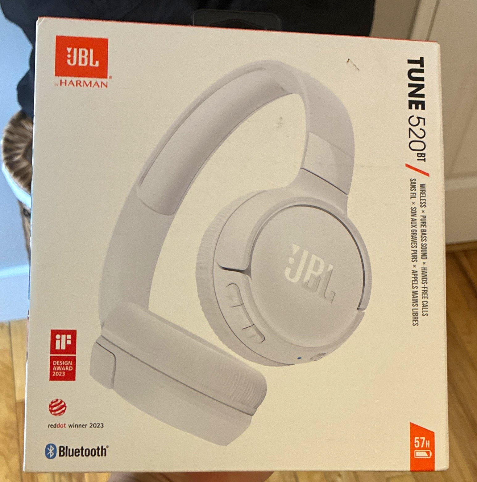 JBL Tune 520BT Bluetooth Wireless On-Ear Headphones, Rechargeable, White