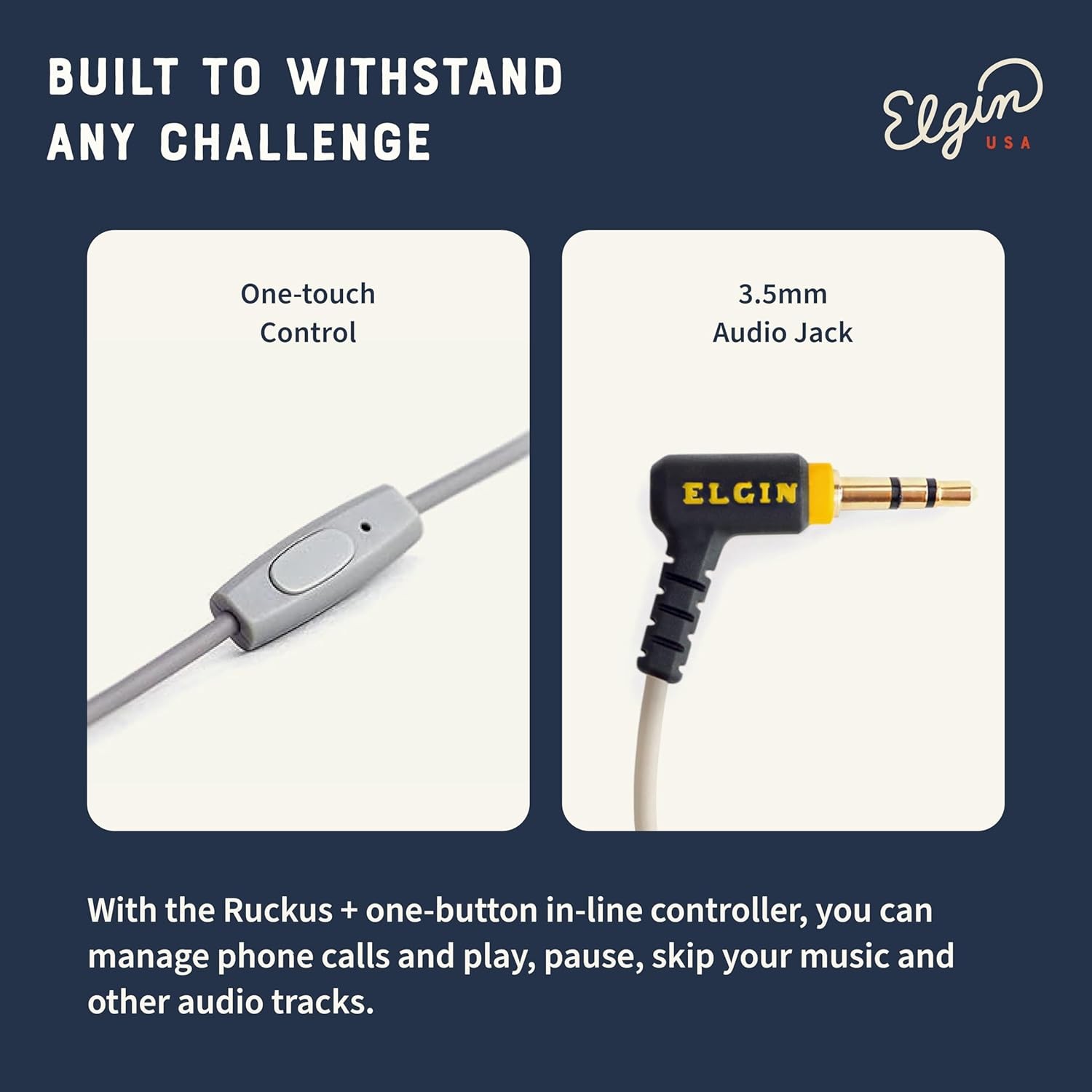 Elgin Ruckus+ Earbuds with Mic 25dB Noise Reduction Wired In-Ear Headphones