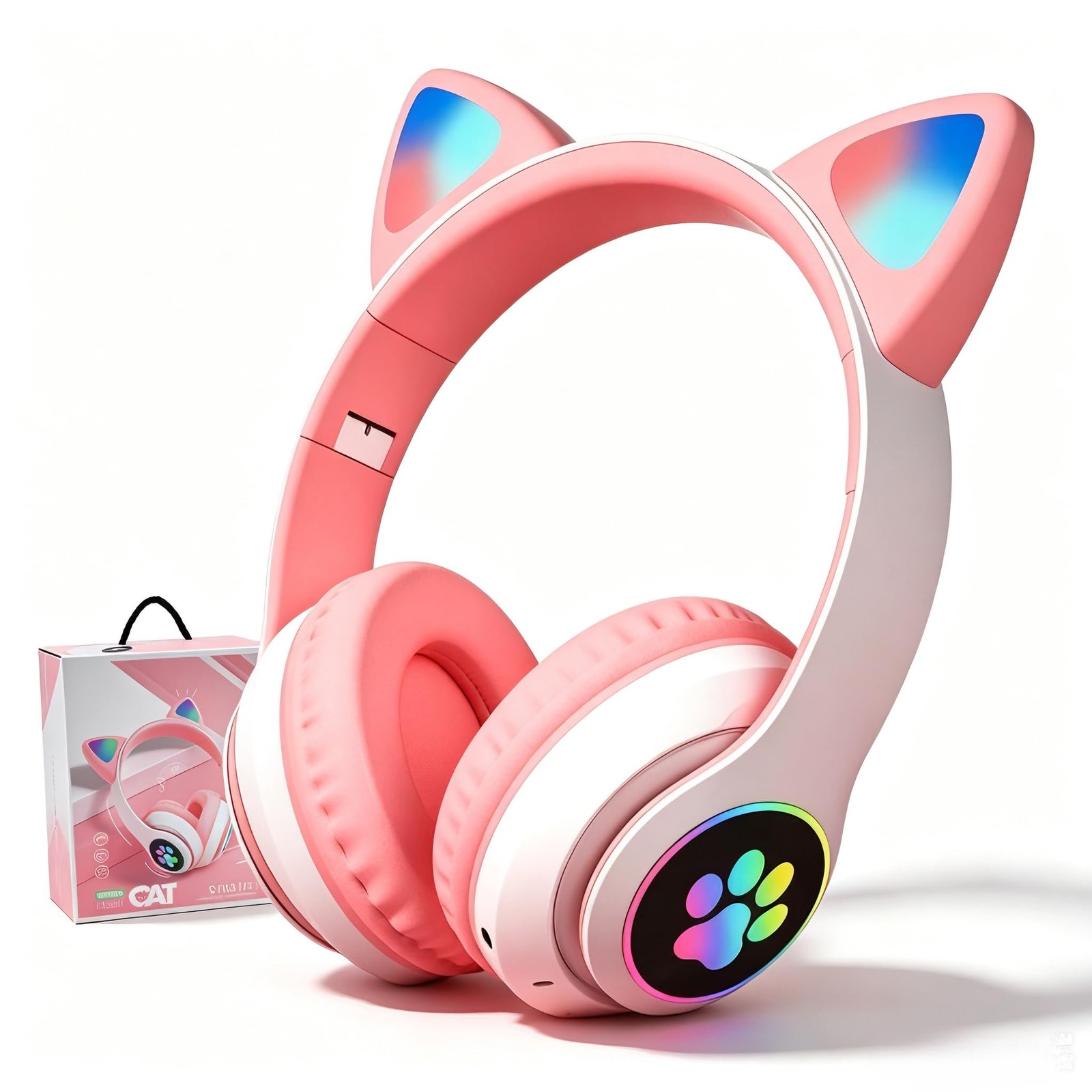 Cat Ear Bluetooth Headphones for Kids & Adults, Wireless Foldable & Wired Mul…