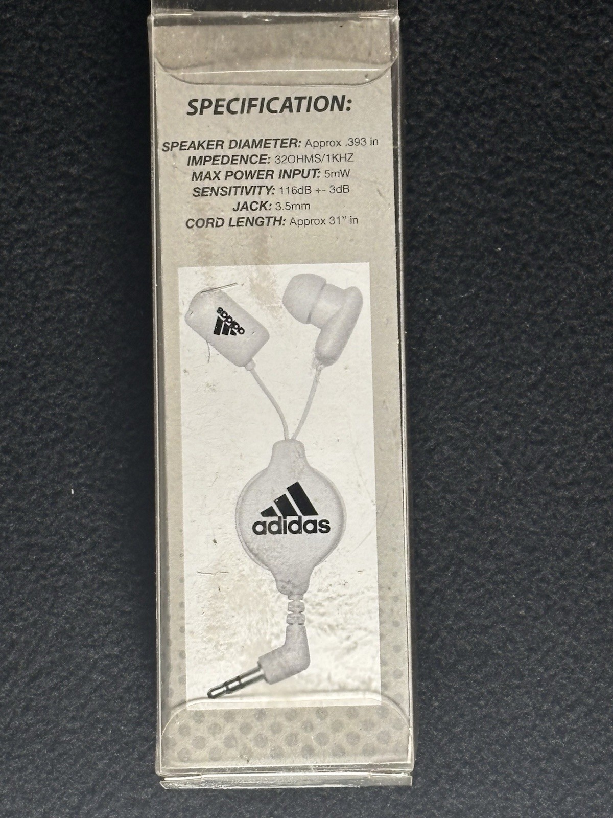 Adidas branded item is a pair of retractable wired earphones New In Box