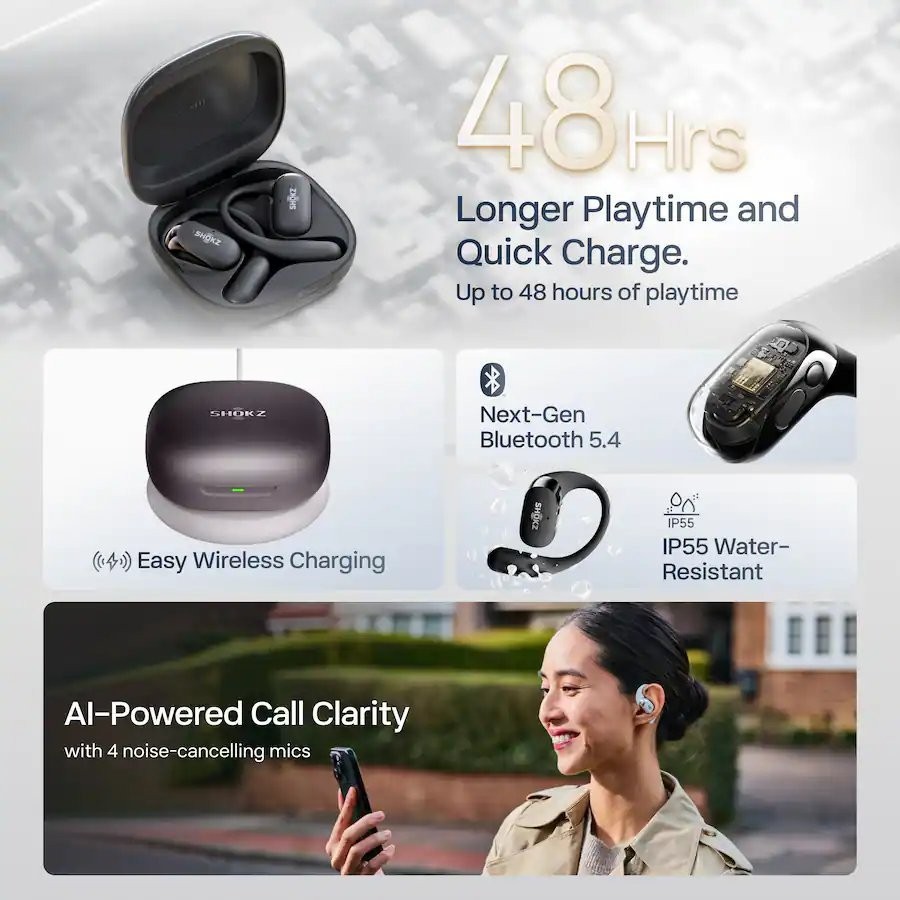 ✅ SEALED: SHOKZ OpenFit 2+ Headphones Open-Ear Design | Dolby Audio | Black ✅