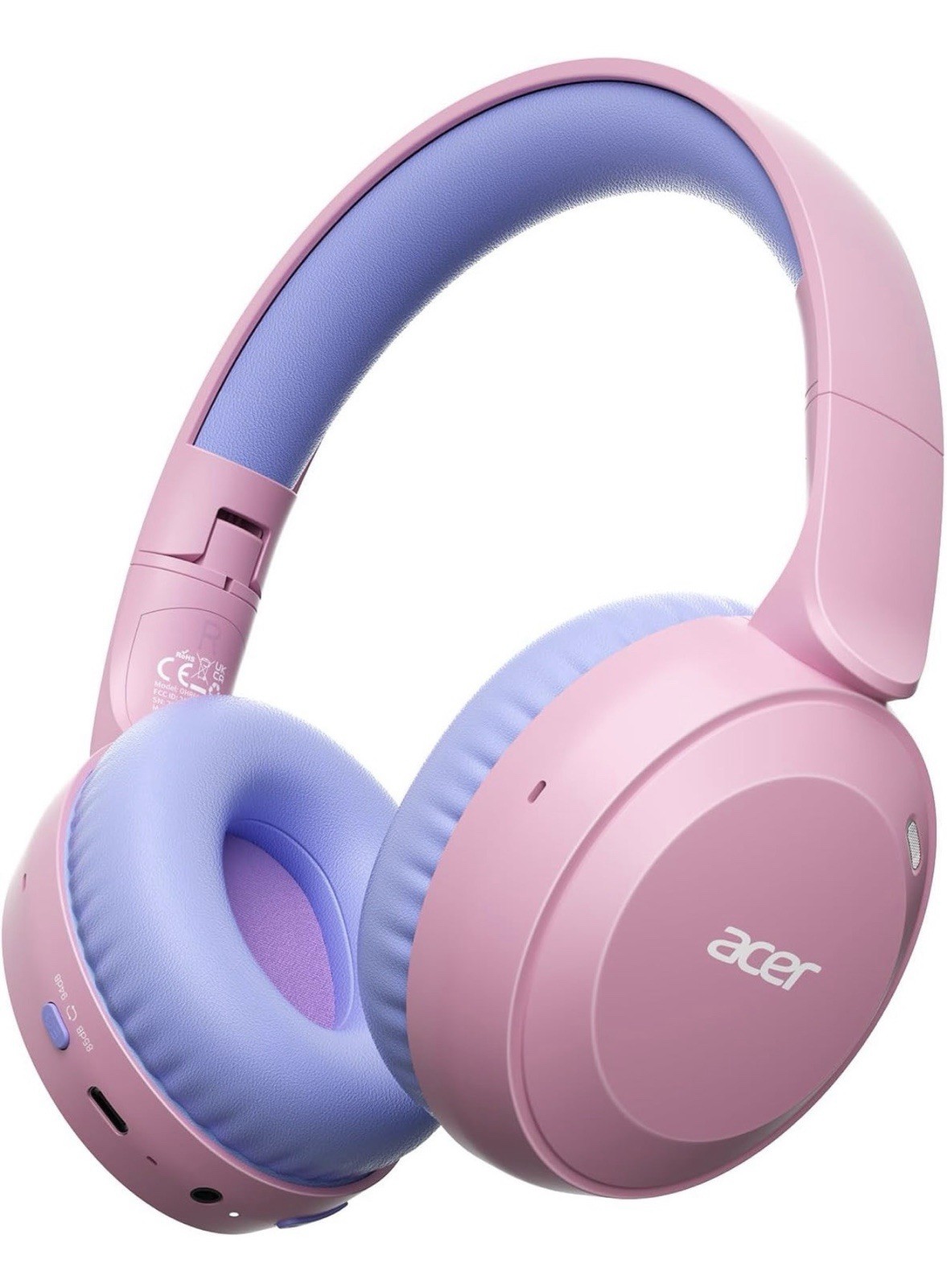 acer Kids Bluetooth Headphones, 85/94dB Volume Limiter, Foldable Pink