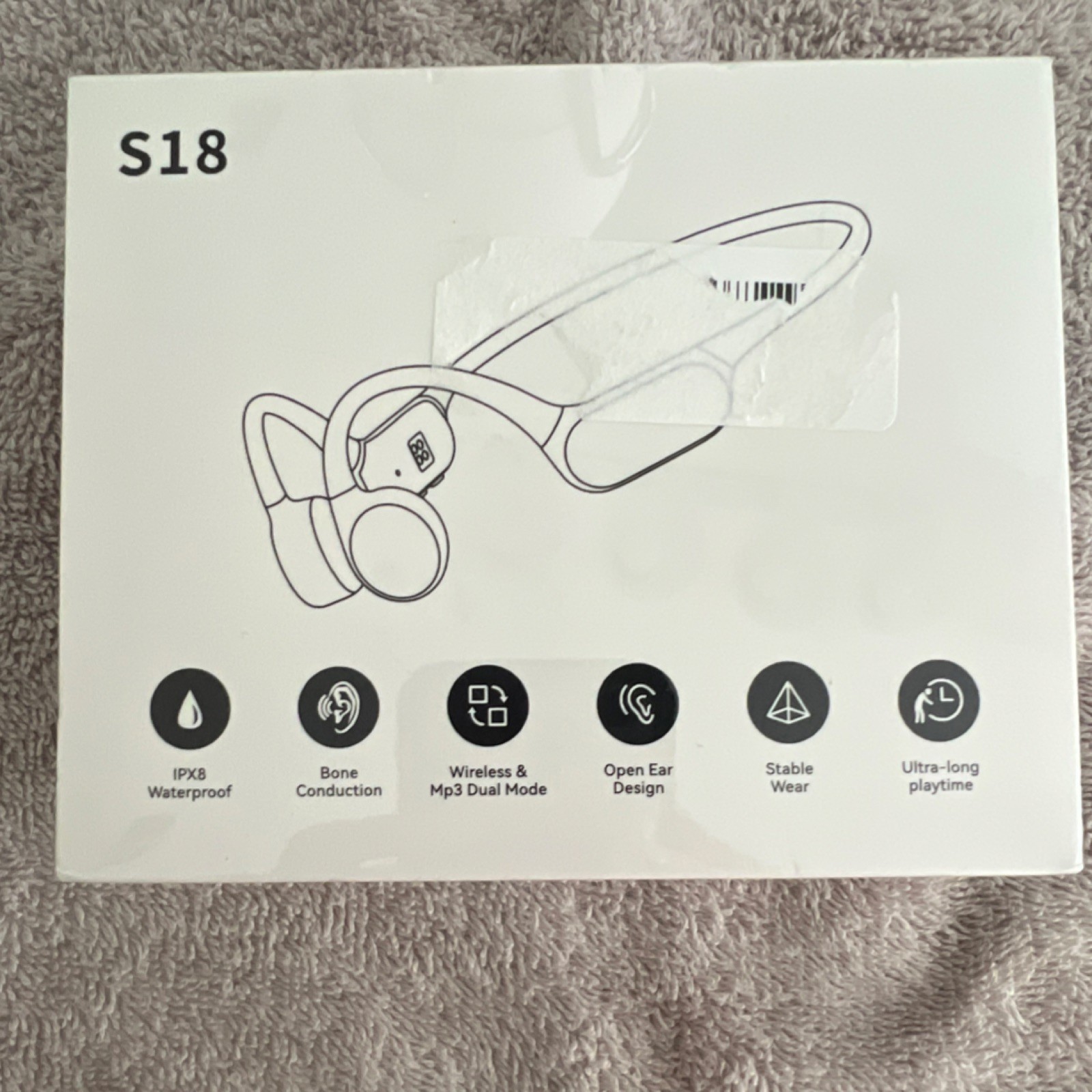 S18 Bone Conduction Wireless MP3 Headphones IPX8 Waterproof Open Ear White