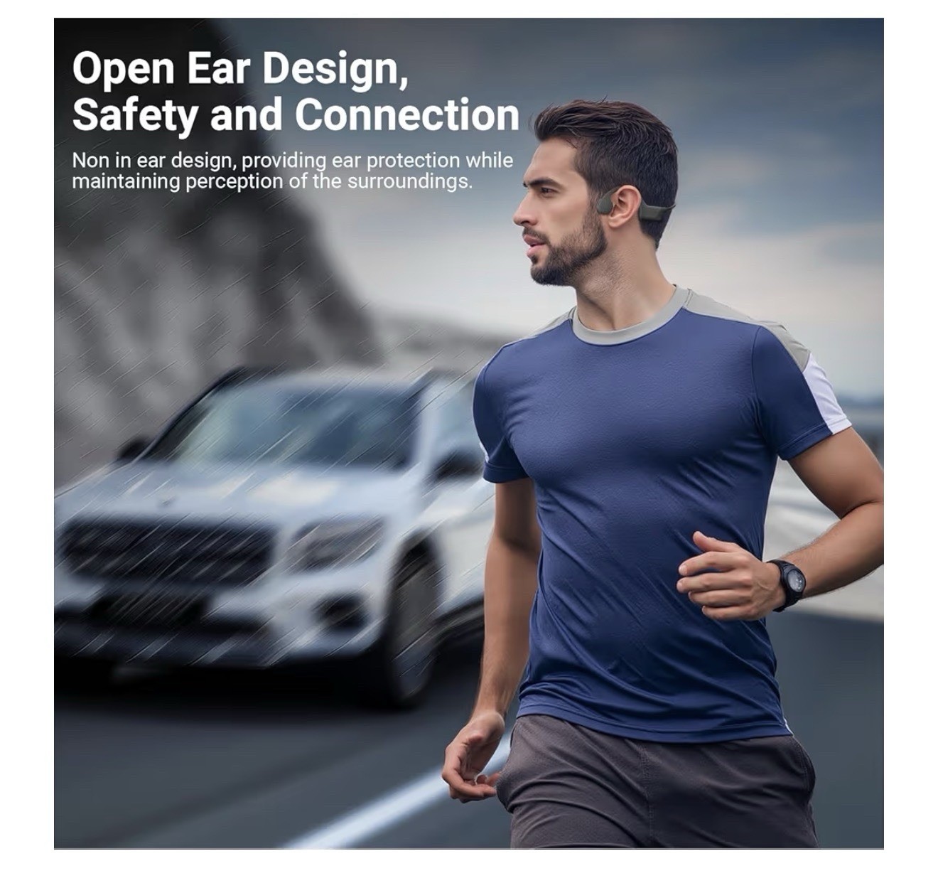 Bluetooth Bone Conduction Headphones HS1-1 Black Lightweight Adjustable Headband
