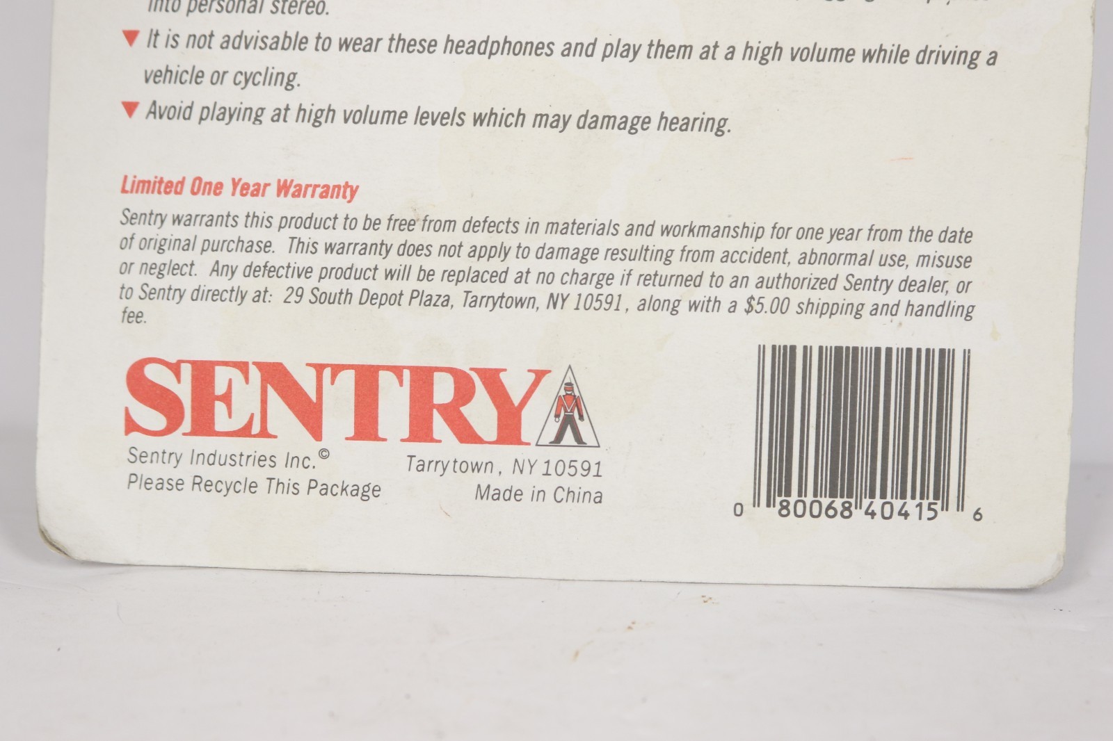 Sentry Mini Stereo Headphone Vintage Model HO415 New NOS 1980s for CD Player