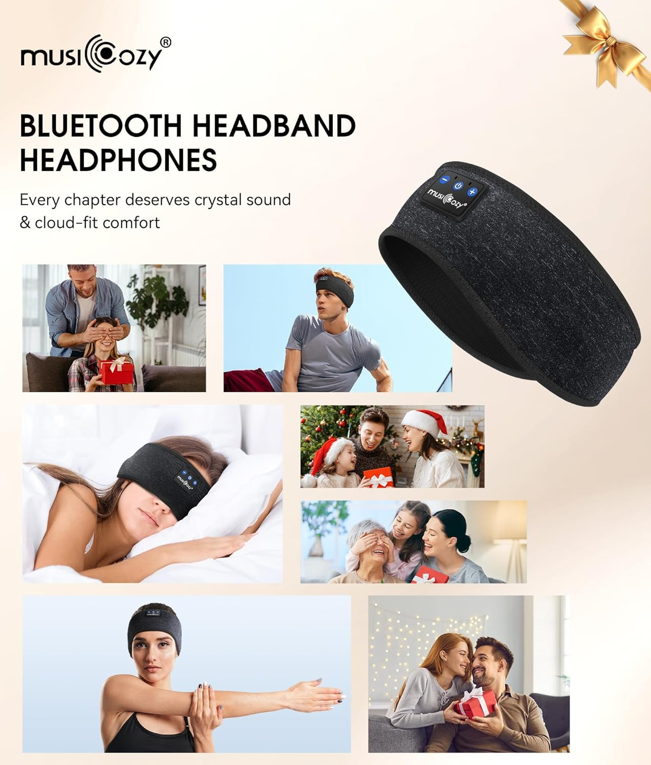 Sleep Headphones Bluetooth 5.4 Headband, Wireless Earphones Music Sleep Earbuds
