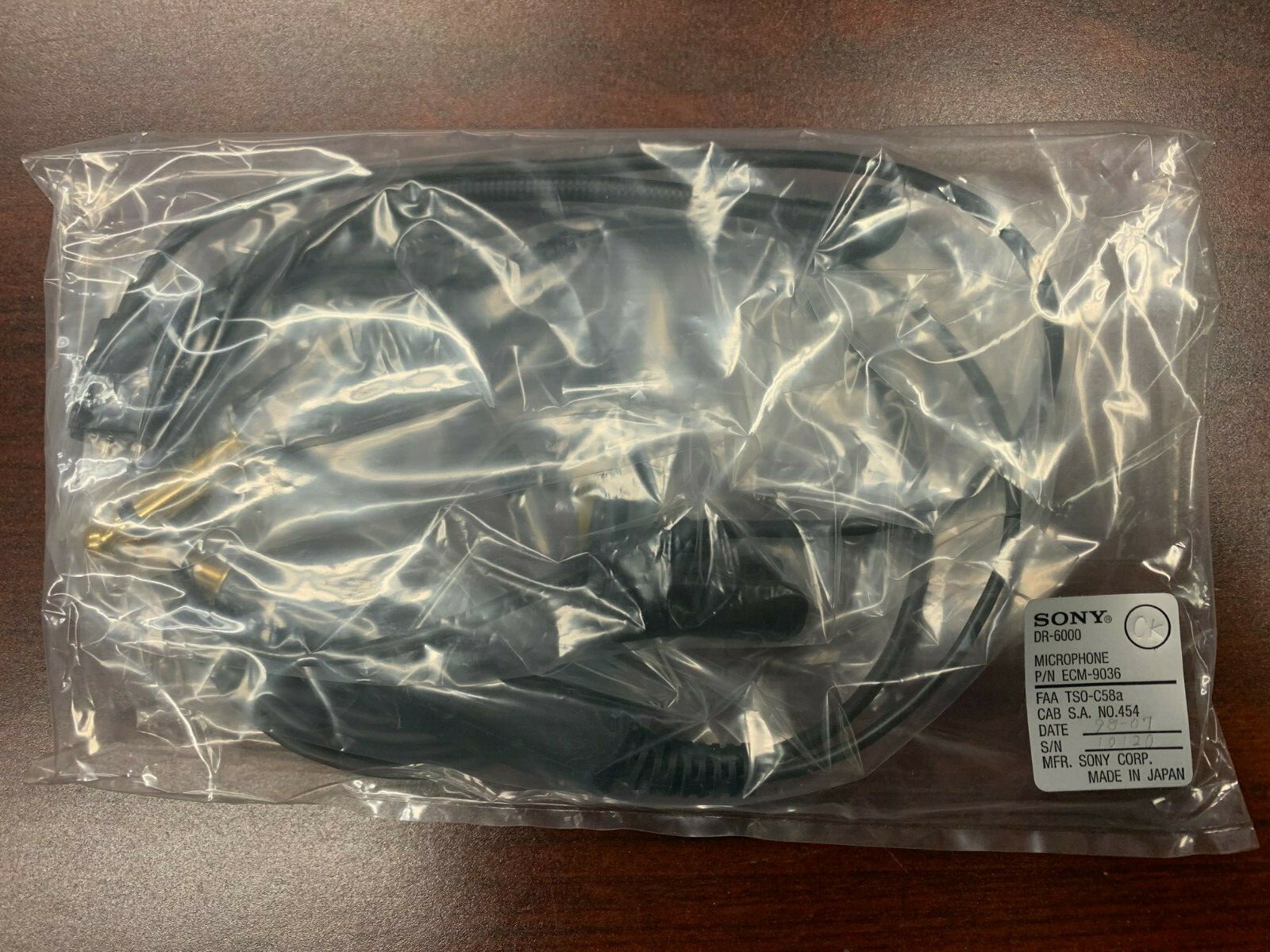 Sony Corp ECM-9036 Aircraft Part PILOT HEADSET, BOOM MICROPHONE