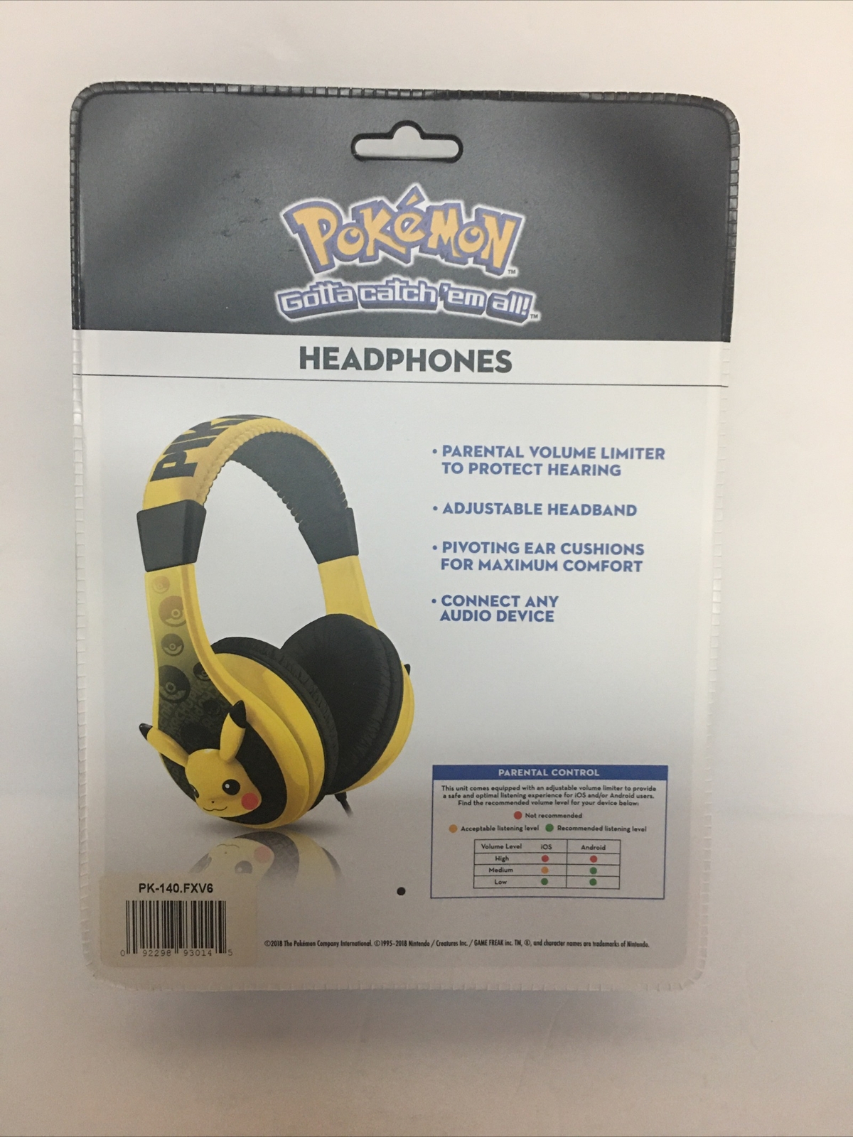 Pokémon Stereo Wired Headphones Built-in Volume Limiter + Parental Control! New!