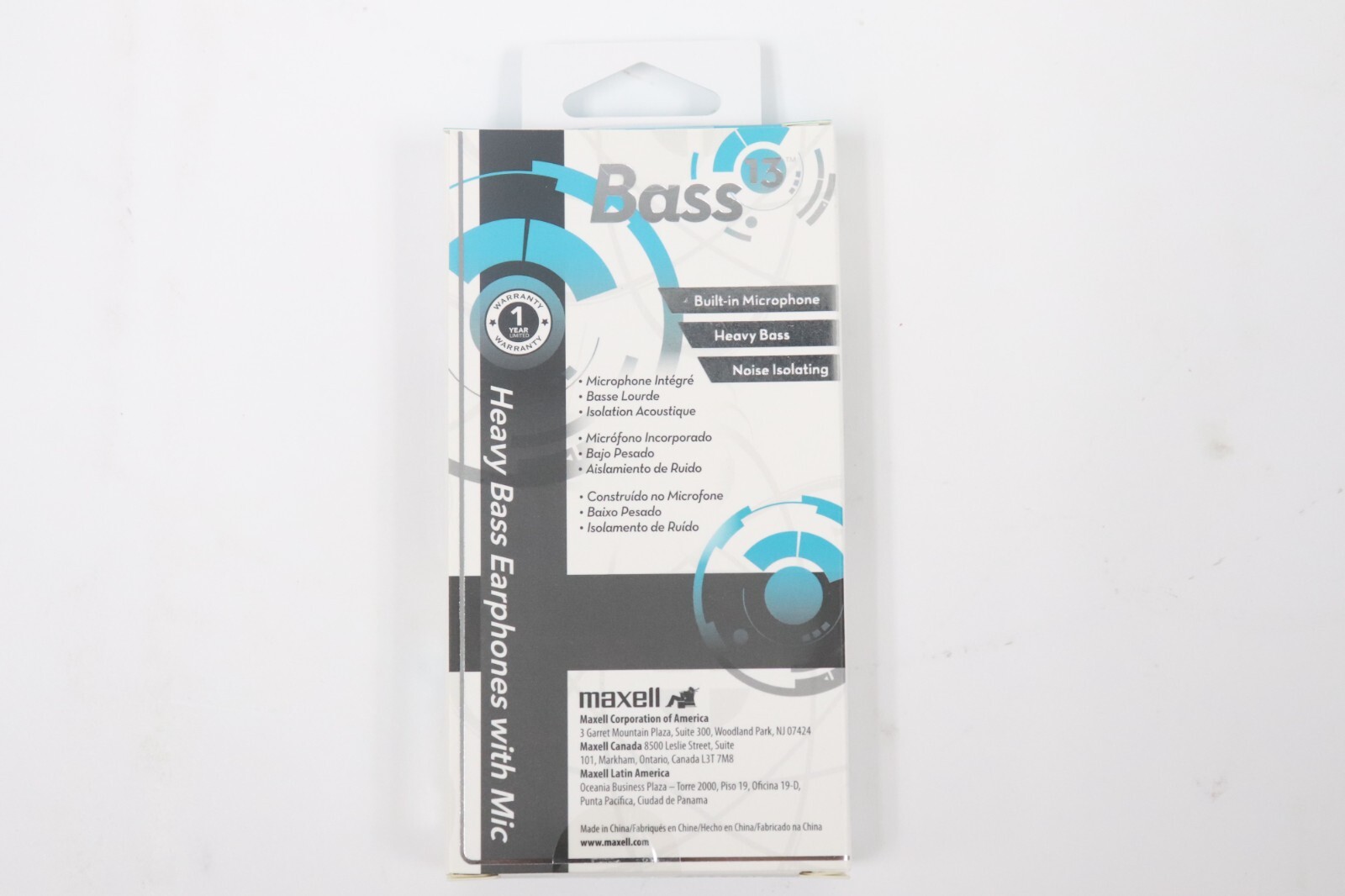 Lot of 12 Maxell Base-13 In-Ear Earphones with Mic Heavy Bass White