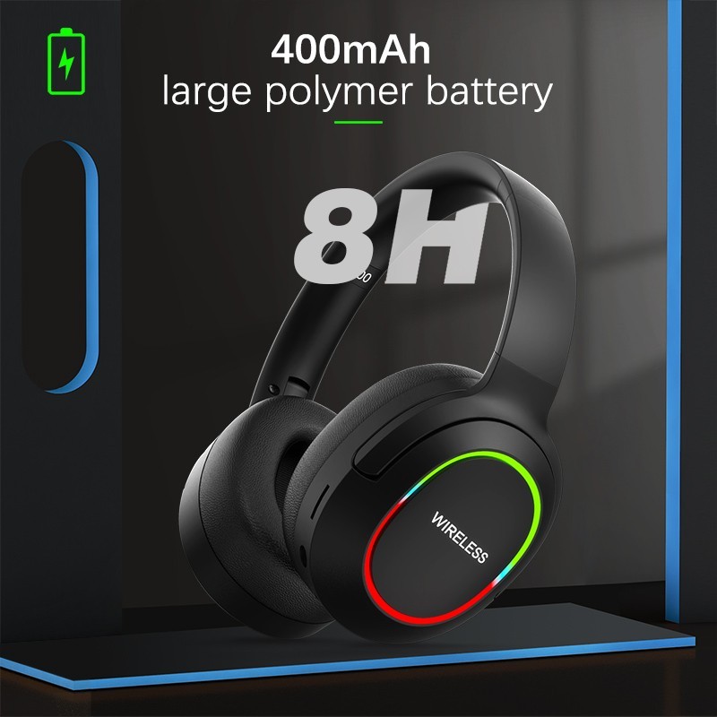 Black Wireless Bluetooth 5.1 Headphones Foldable Stereo Earphones Headsets + Mic