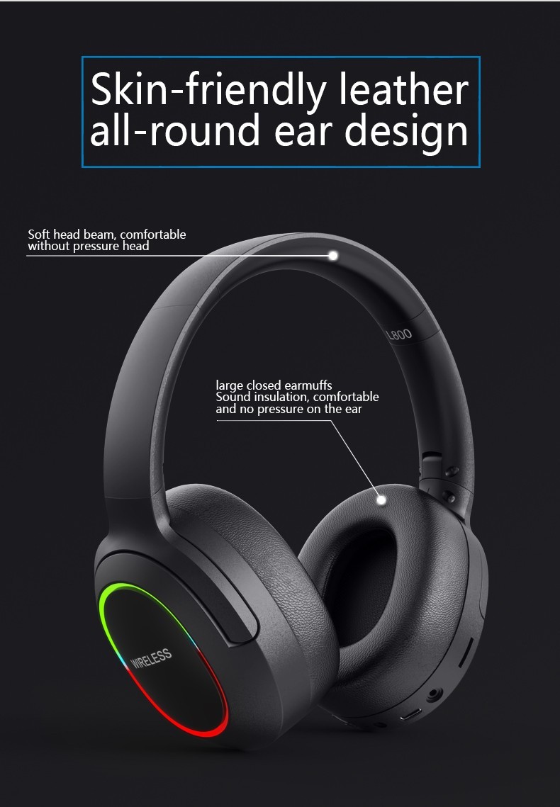 Black Wireless Bluetooth 5.1 Headphones Foldable Stereo Earphones Headsets + Mic