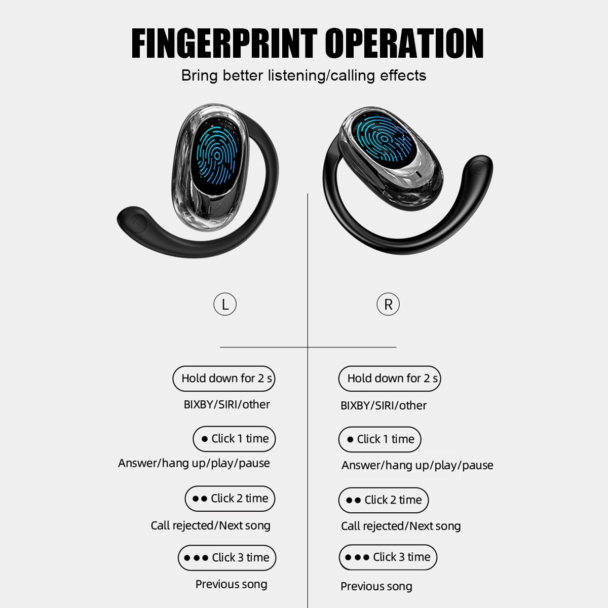 OWS LCD Bluetooth V5.4 Earbuds Wireless Headphones Earphone Touch For All Phone