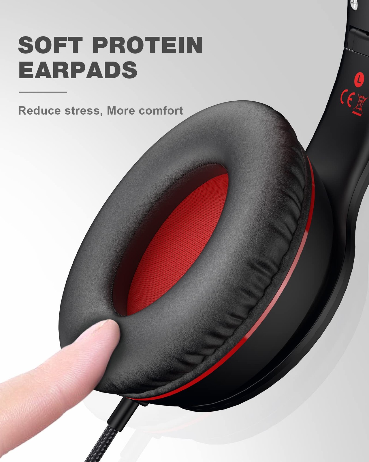 i45 Headphones Wired, On-Ear Headphones for Teens, Red