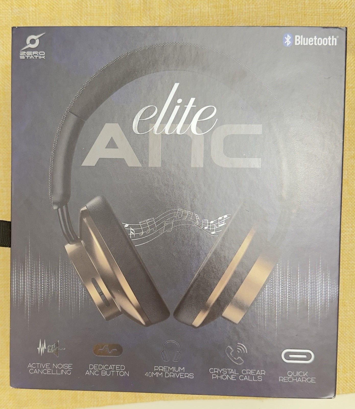 ZERO STATIK ANC Premium Headphones Headphones Color:Black 48 HRS Music