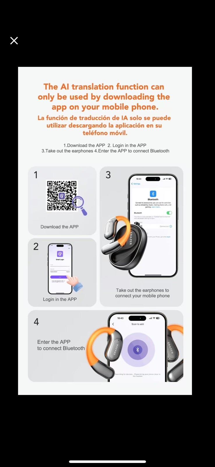 ERAZER XF31 Al Translation Earphones True Wireless OWS Headphones