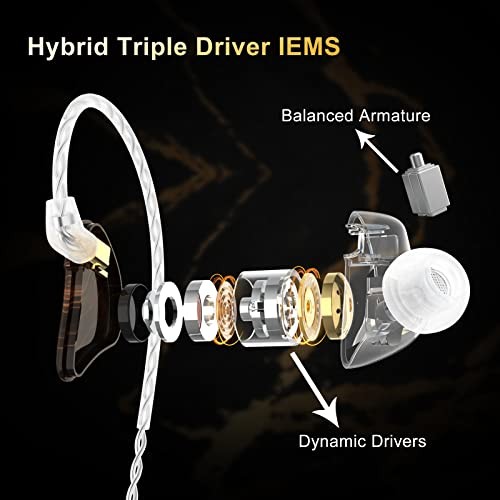 BASN MMCX in Ear Monitor Headphones Triple Driver IEM