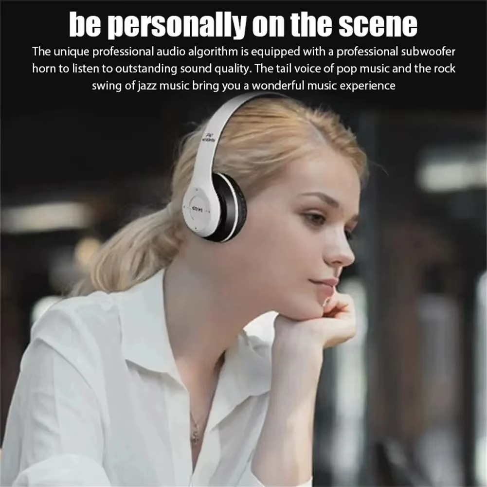 P47 Wireless Headphones Bluetooth 5.0 Earphones Foldable HIFI Stereo Bass for Mu