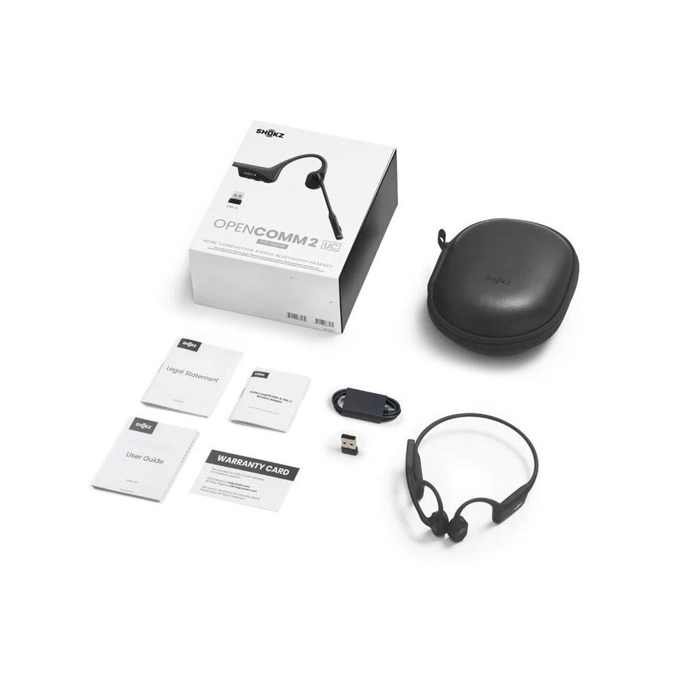 Shokz OpenComm2 UC Bone Conduction Open-Ear USB-A Wireless Headphones – Black
