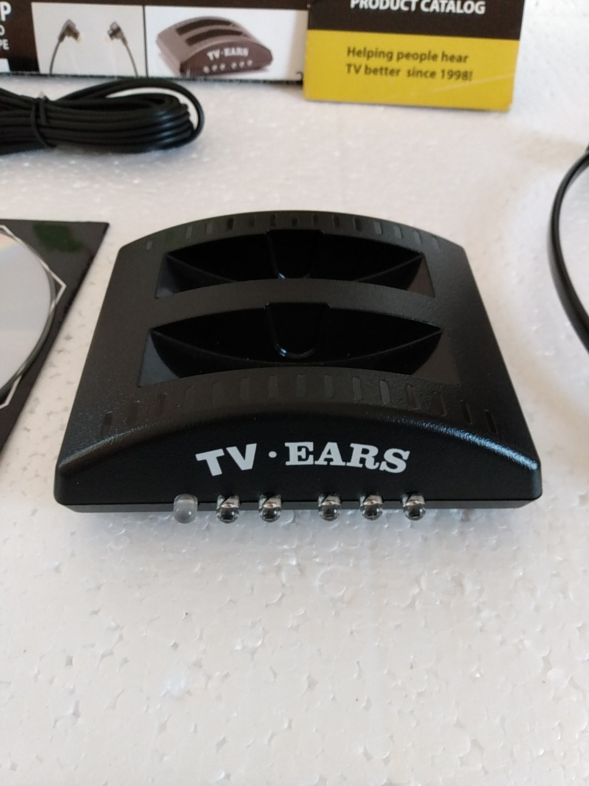 T.V Ears 2.3 MHz Wireless Headset/Charging Base & Audio Cord, DiscNo AC Adapter