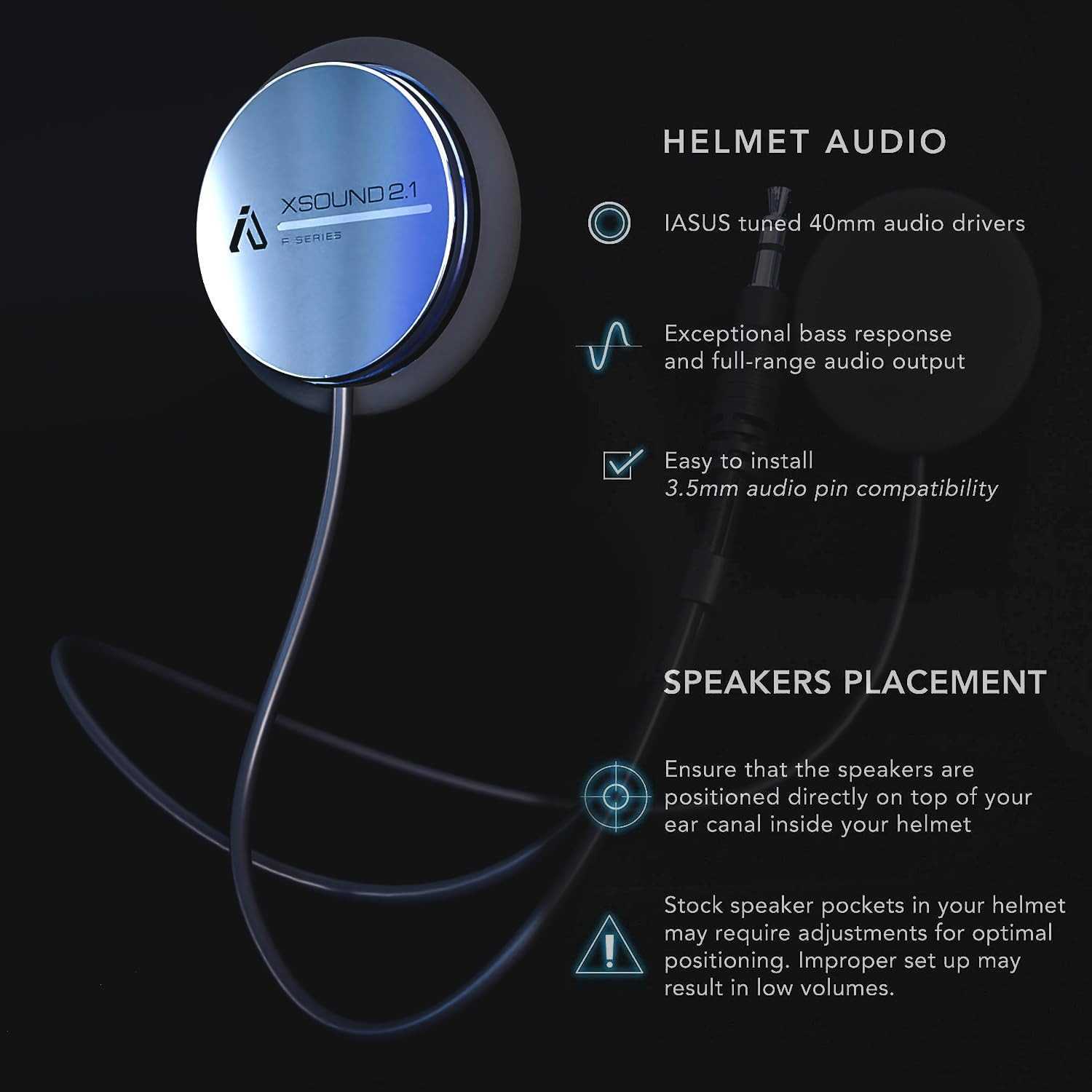 Auriculares Altavoz Casco Motocicleta Snowboard Esqui 3,5mm Sonido Increíble NEW