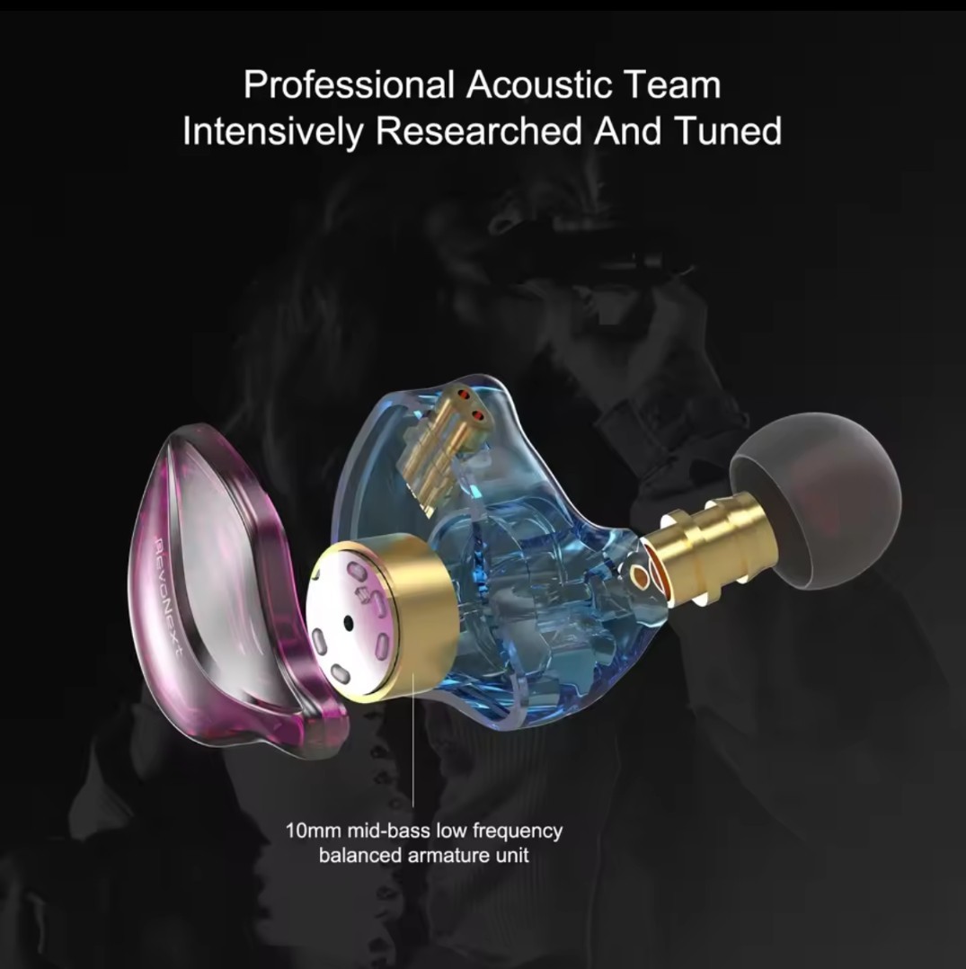 Revonext IEM Professional Earbud Headphones USB – C w/ Mic Purple/Blue Type C