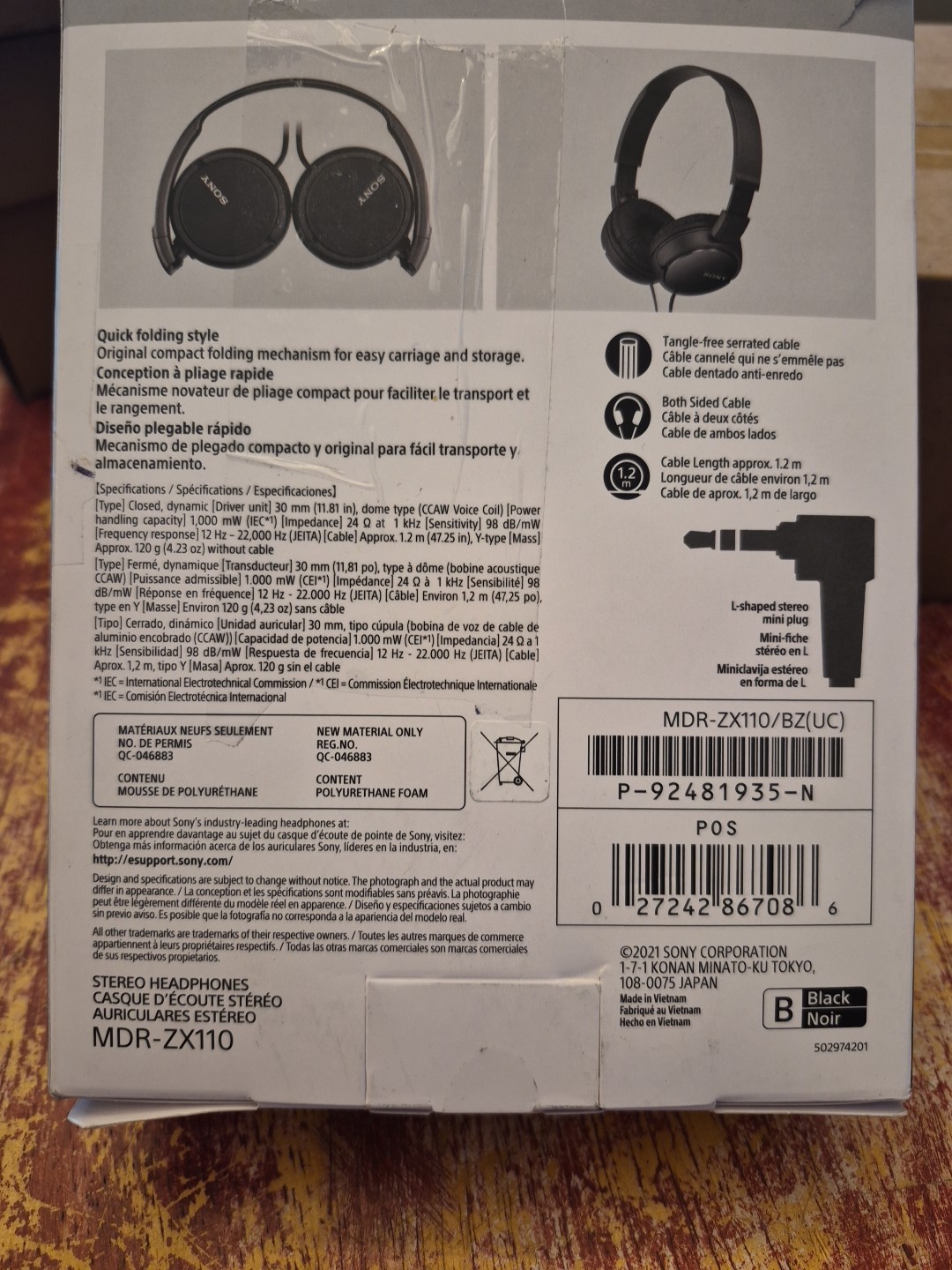 Sony MDR‑ZX110 Wired On‑Ear Headphones – Lightweight, Foldable, 30 mm Drivers