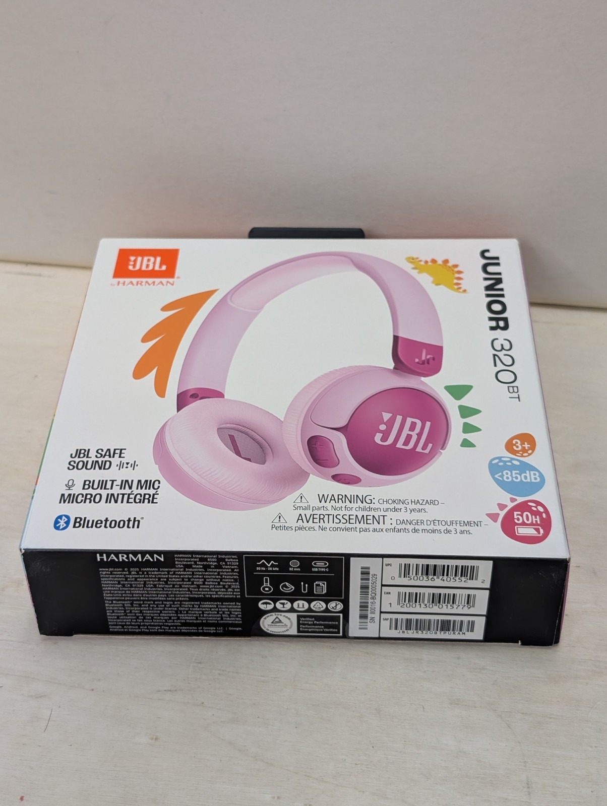 JBL Junior 320BT Kids Wireless Bluetooth On-Ear Headphones for Kids (Purple)