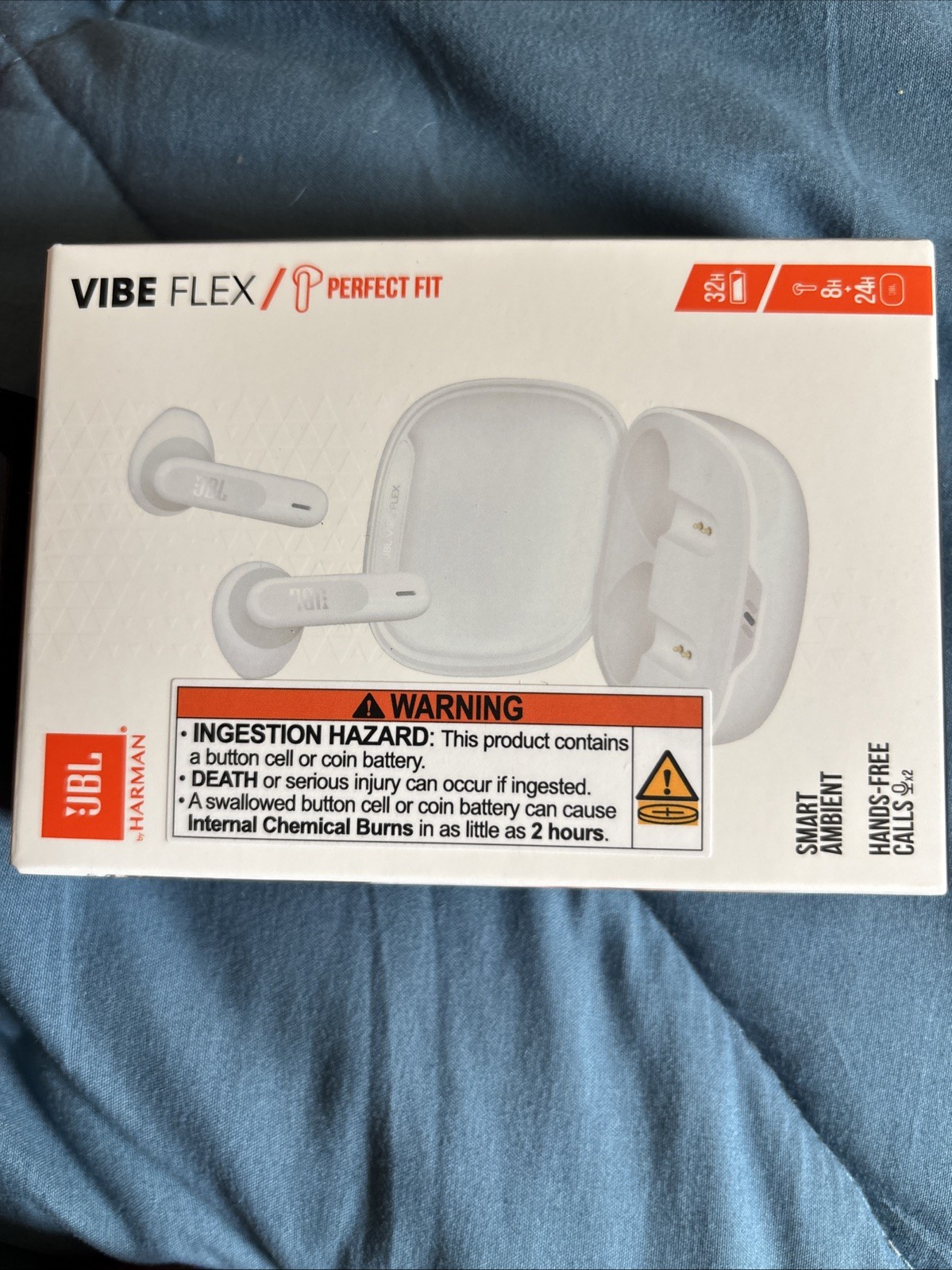 JBL Vibe Flex White Wireless Earbuds Brand New Sealed!!