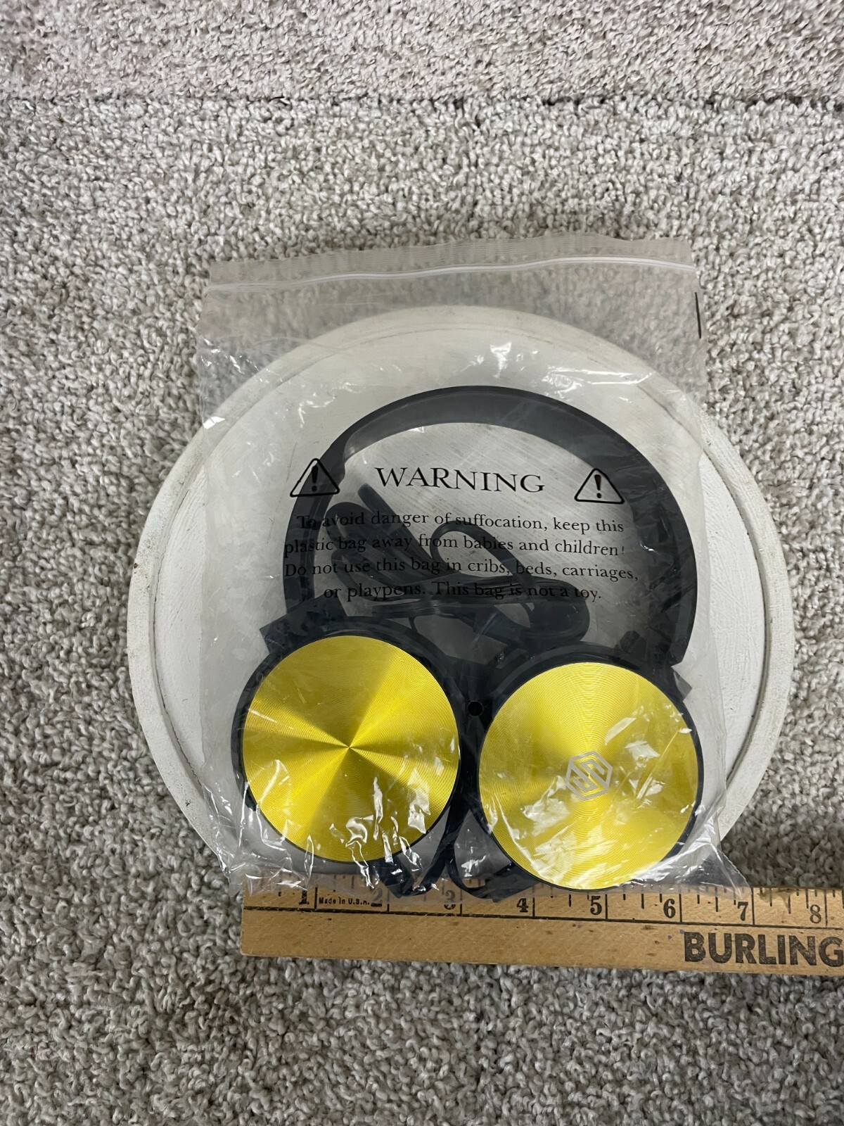 Sonitum Smartphone Headphones Wired Stereo 7″x6″ Black Yellow Tested/Works
